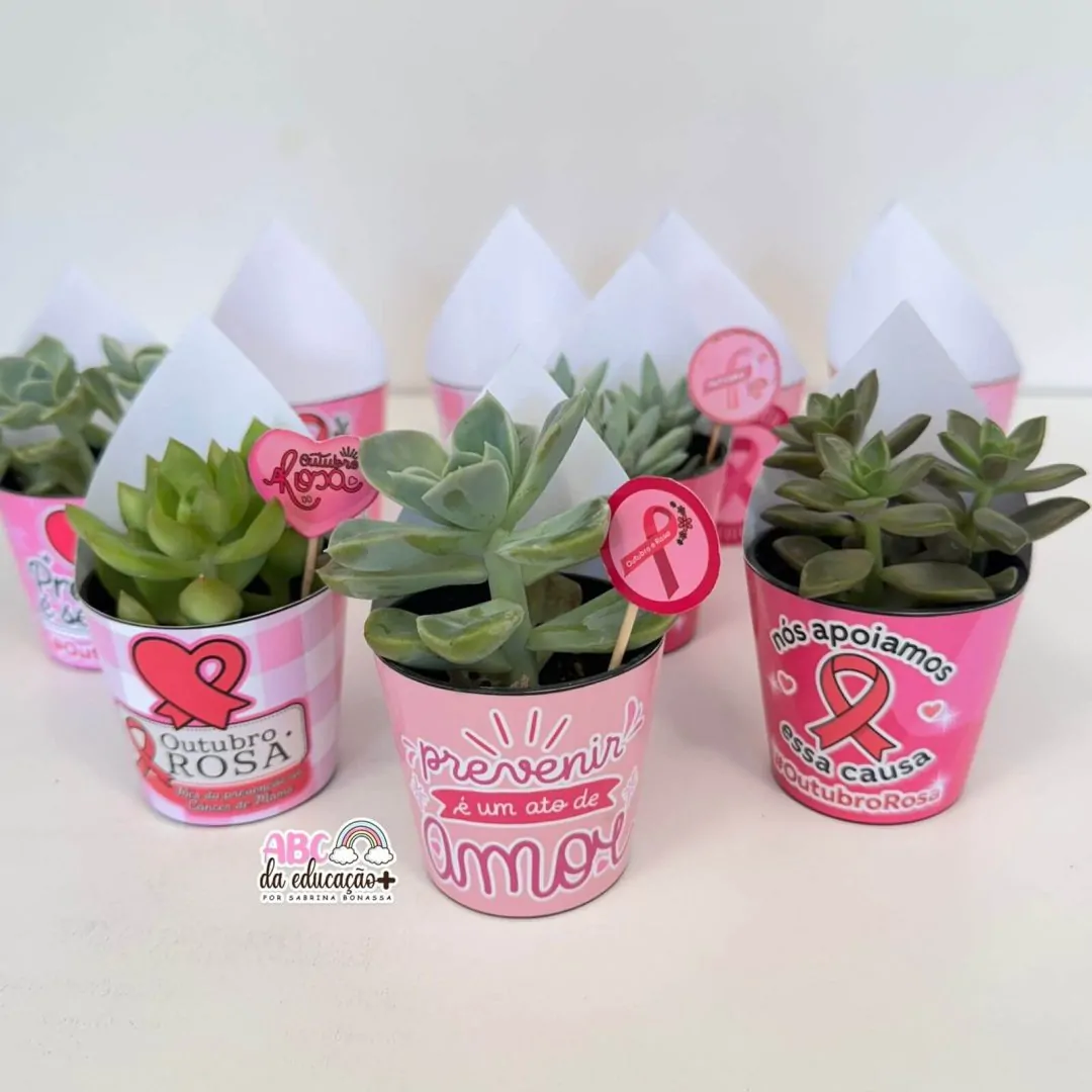 Lembrancinha Outubro Rosa – Suculentas 10 modelos - Image 7