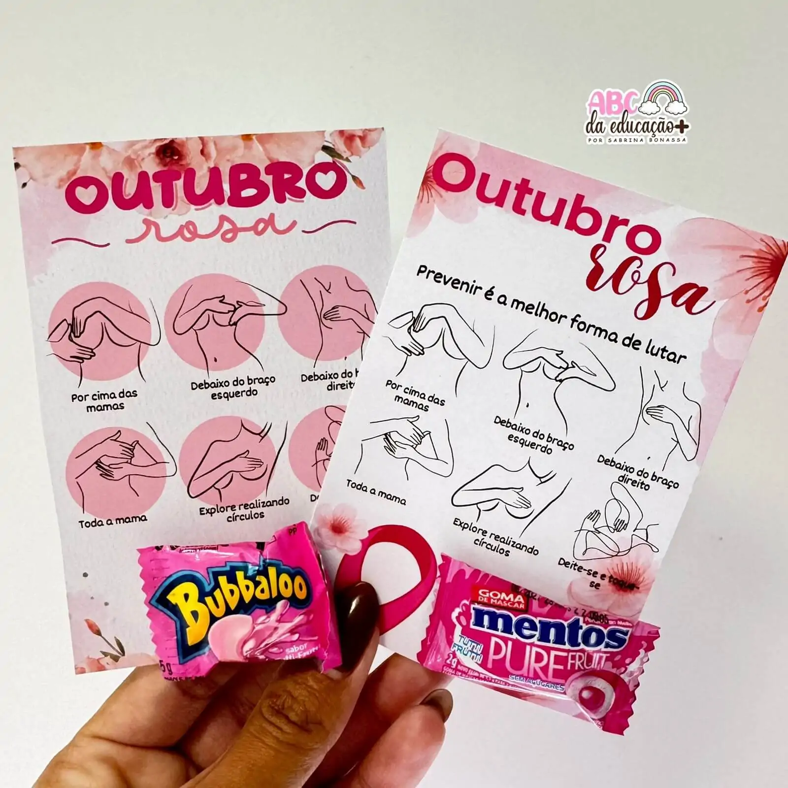 Cartões Outubro Rosa – Autoexame 3 modelos