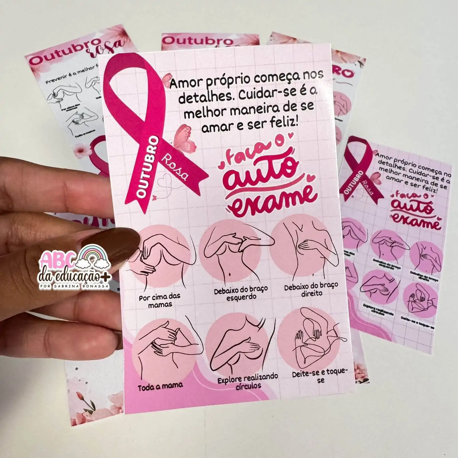 Cartões Outubro Rosa – Autoexame 3 modelos - Imagem 3