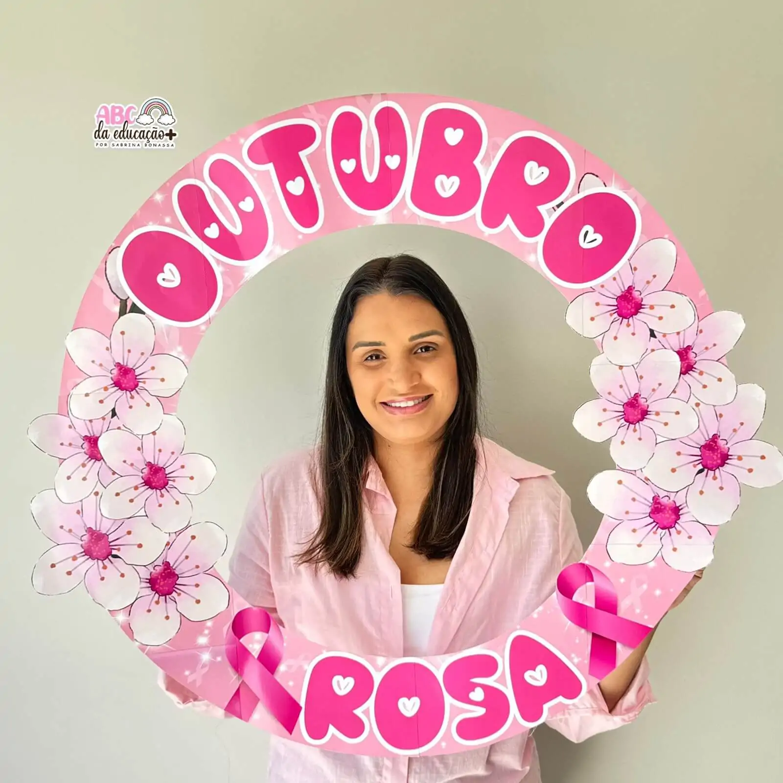 Moldura de Fotos Circular Outubro Rosa - Imagem 3