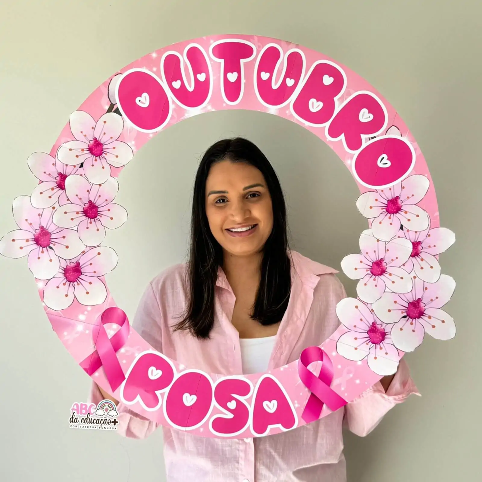 Moldura de Fotos Circular Outubro Rosa