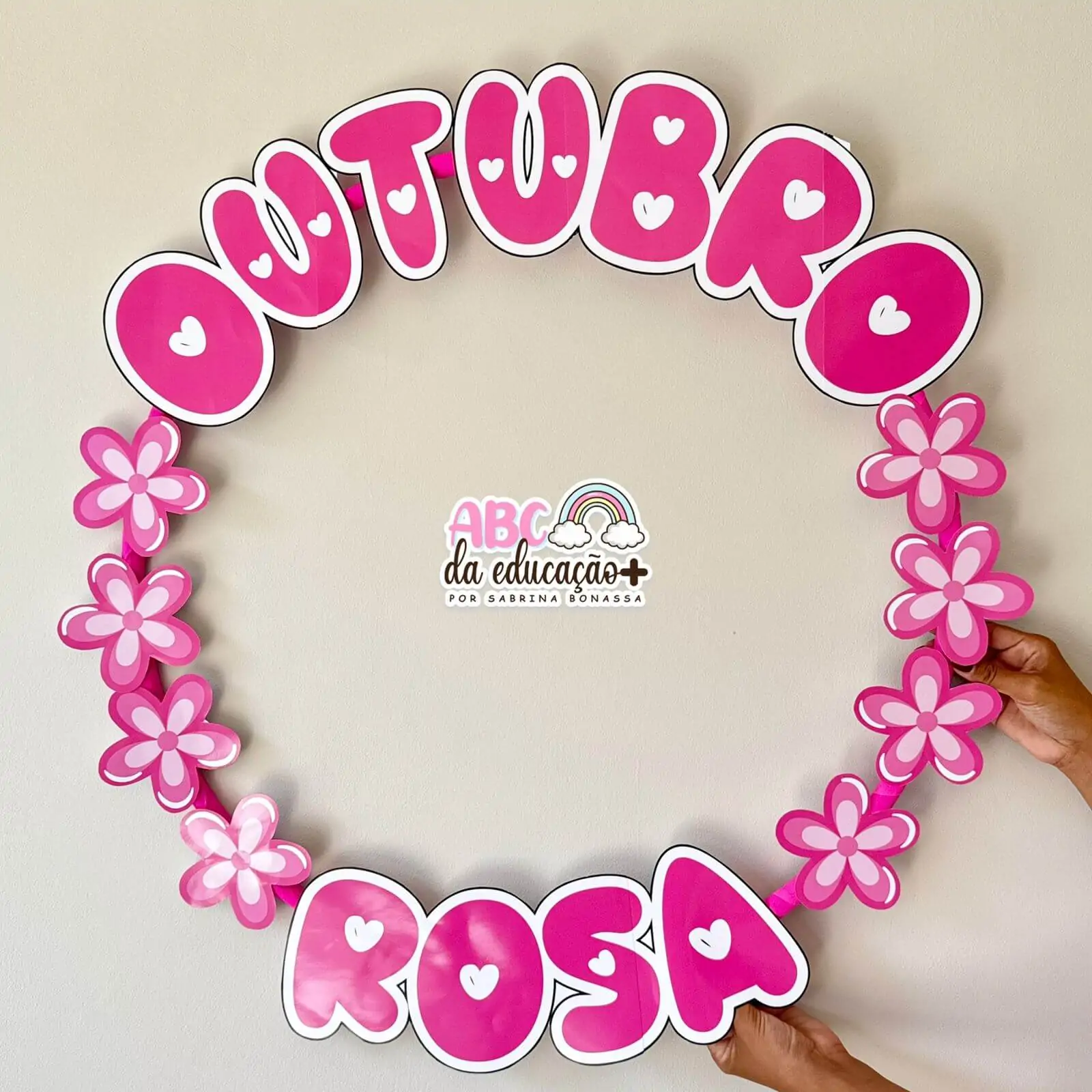 Moldura de Fotos Outubro Rosa para Bambolê - Imagem 2