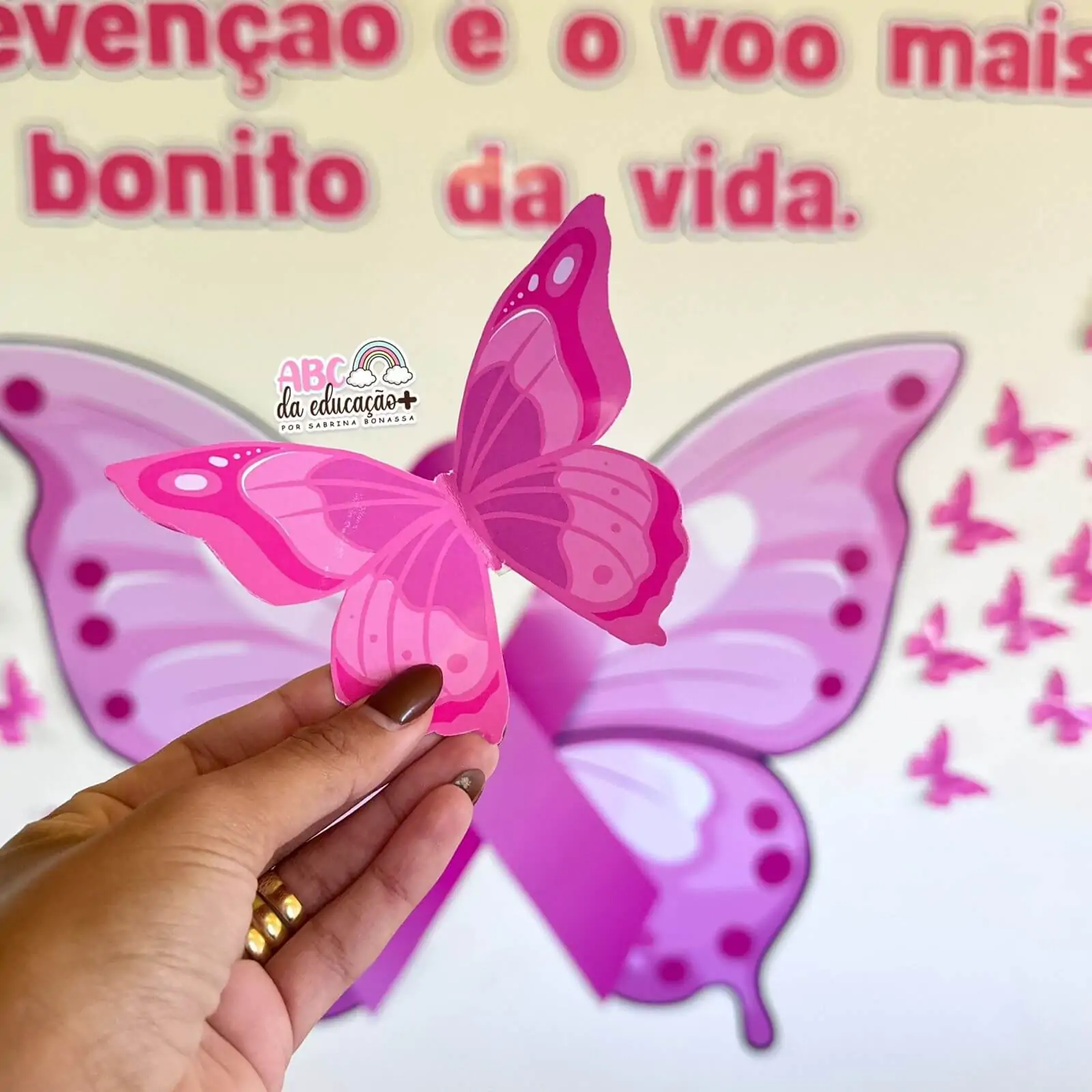 Painel Outubro Rosa – Asa de Borboleta - Imagem 3