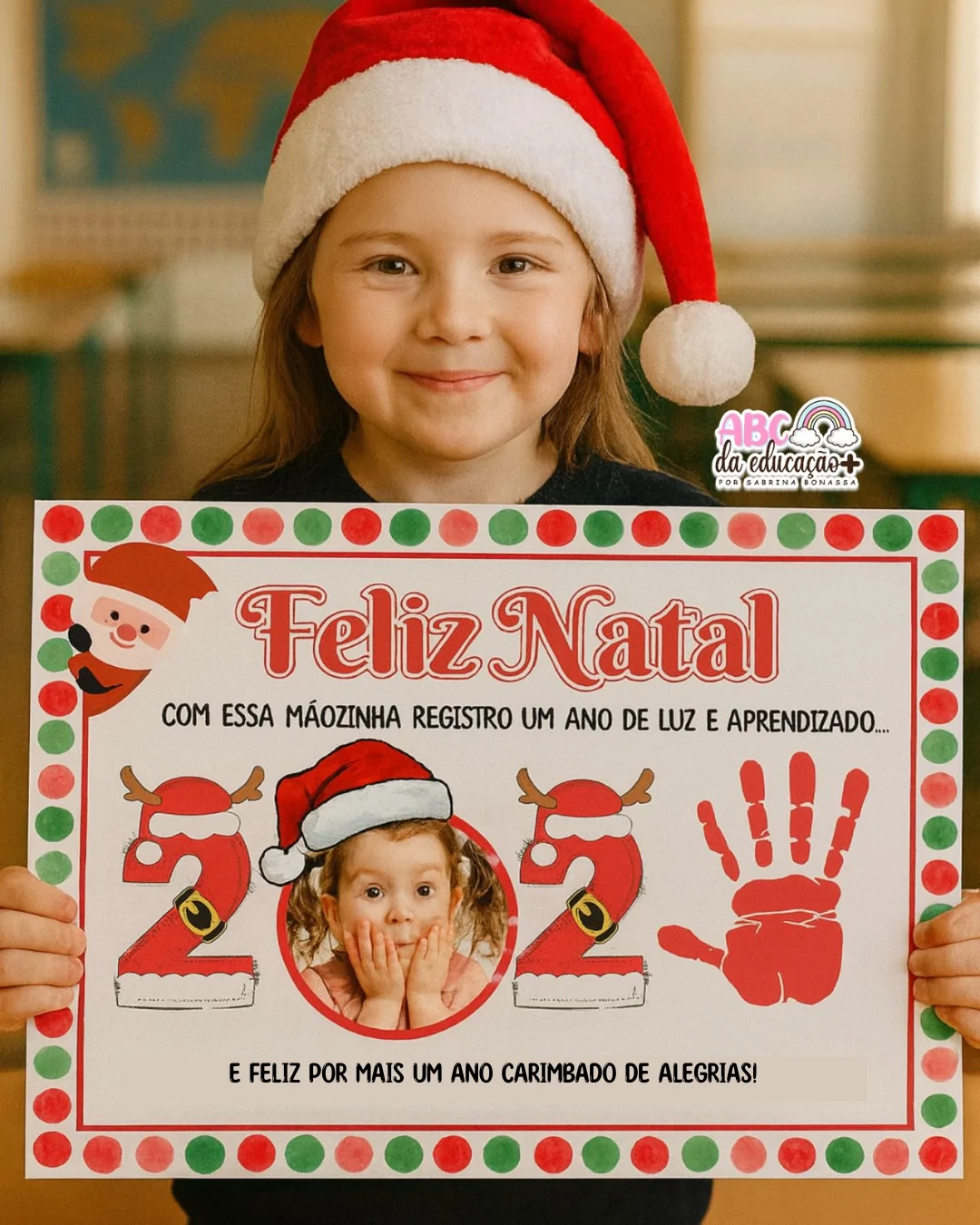 Cartaz “Feliz Natal” – Lembrança com a Mãozinha Editável - Imagem 4