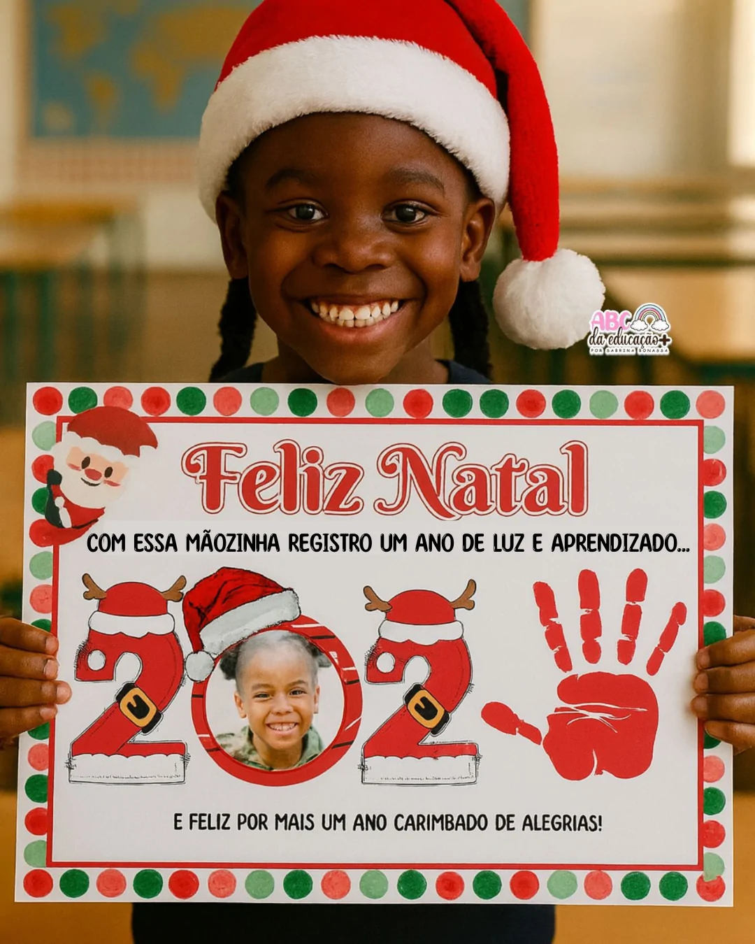 Cartaz “Feliz Natal” – Lembrança com a Mãozinha Editável - Imagem 3