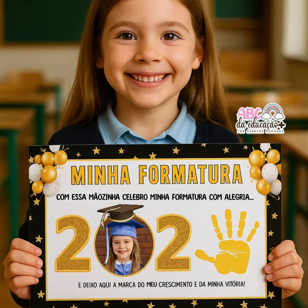 Cartaz de Formatura Infantil – Lembrança com a Mãozinha Editável