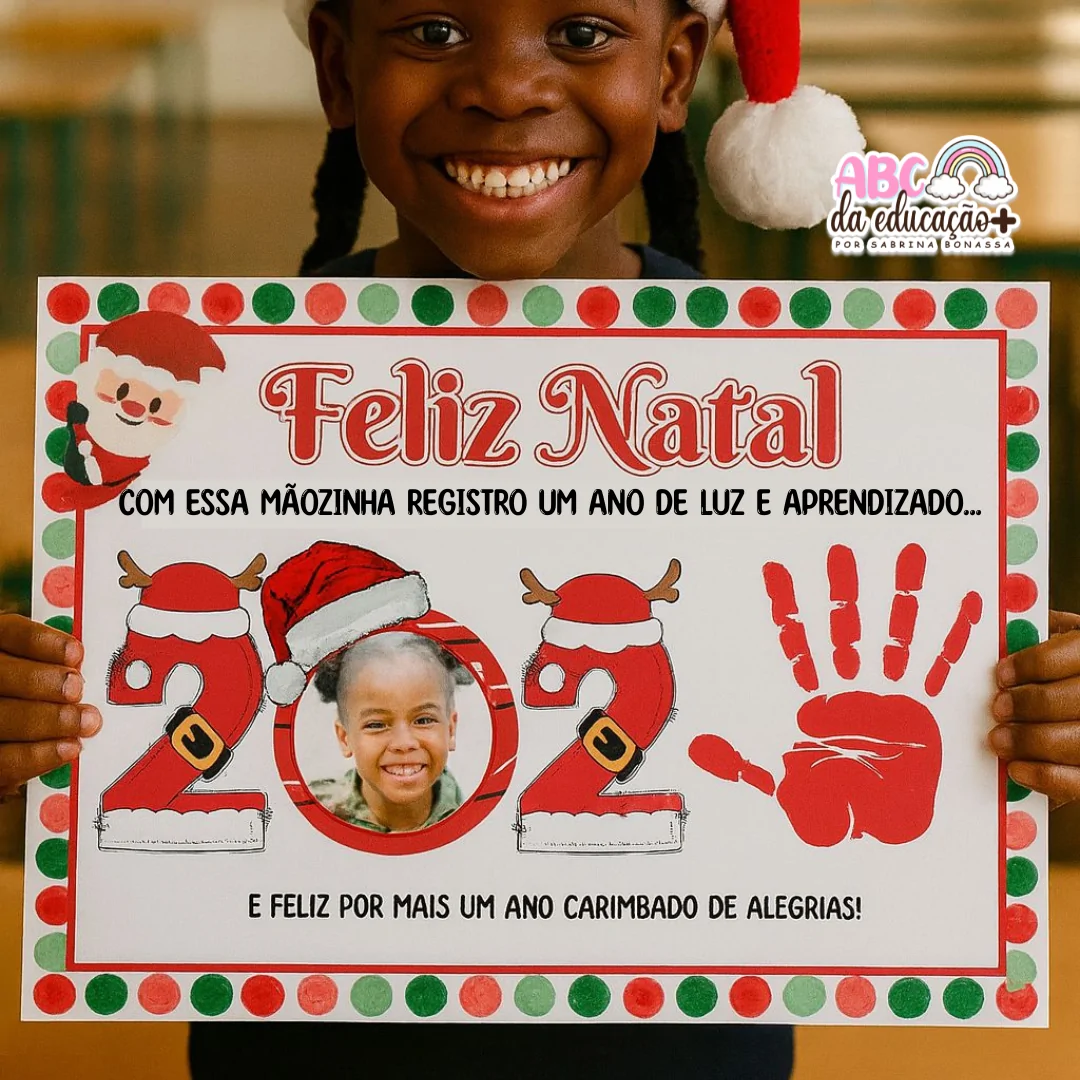 Cartaz “Feliz Natal” – Lembrança com a Mãozinha Editável - Imagem 2