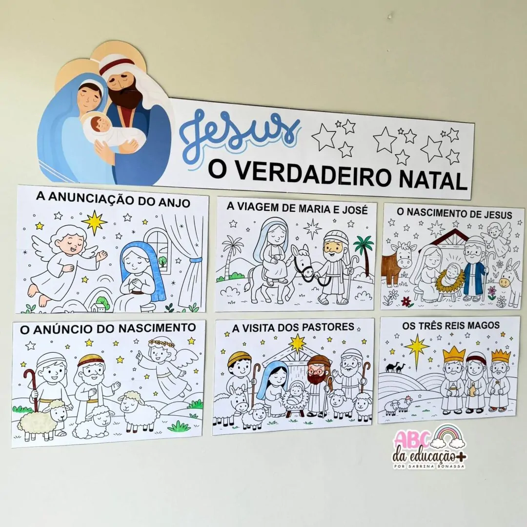 Painel de Natal Nascimento de Jesus – Para Colorir