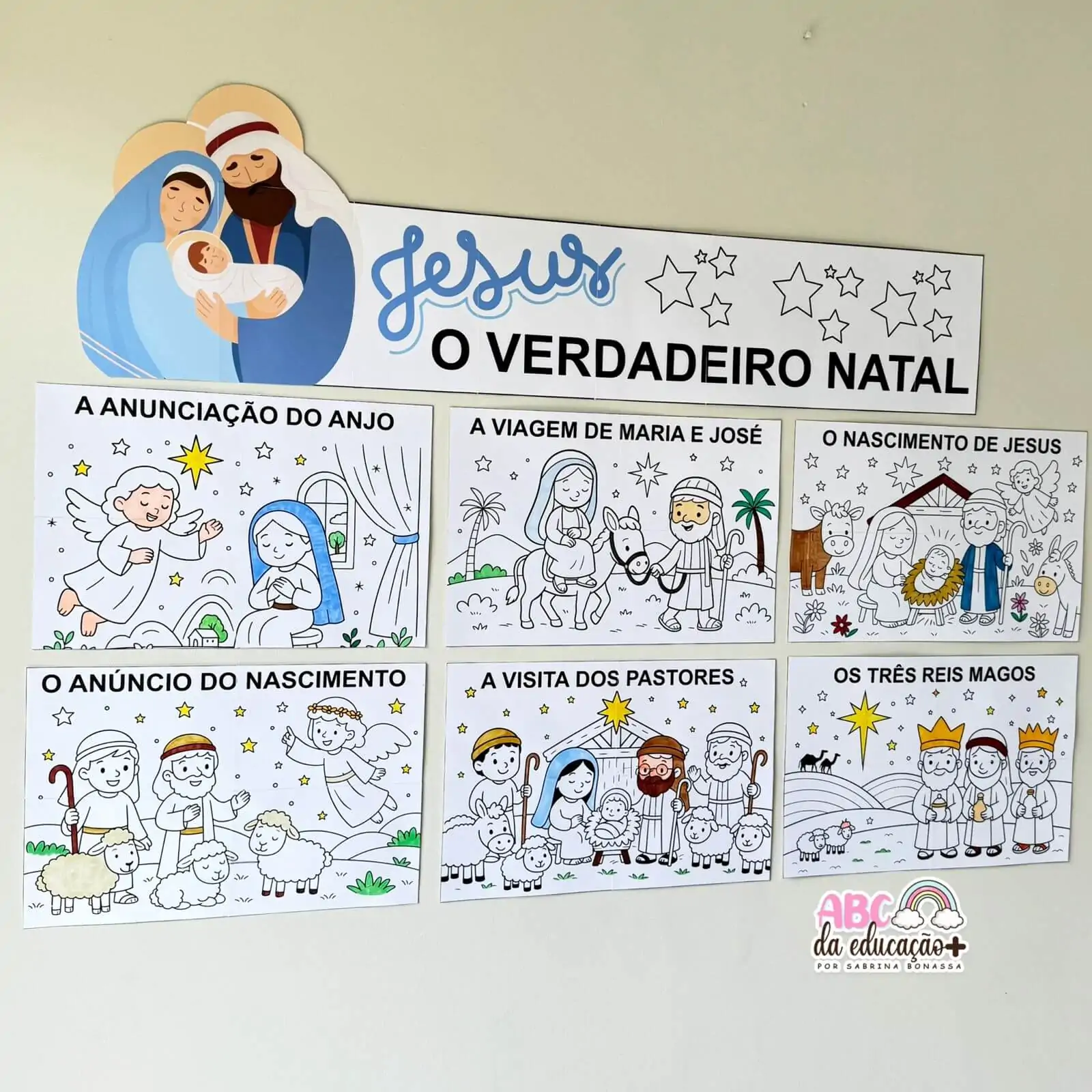 Painel de Natal Nascimento de Jesus – Para Colorir