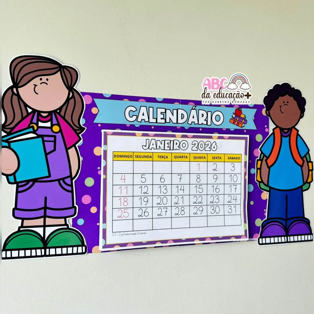 Calendário Escolar 2026 – Tema Crianças