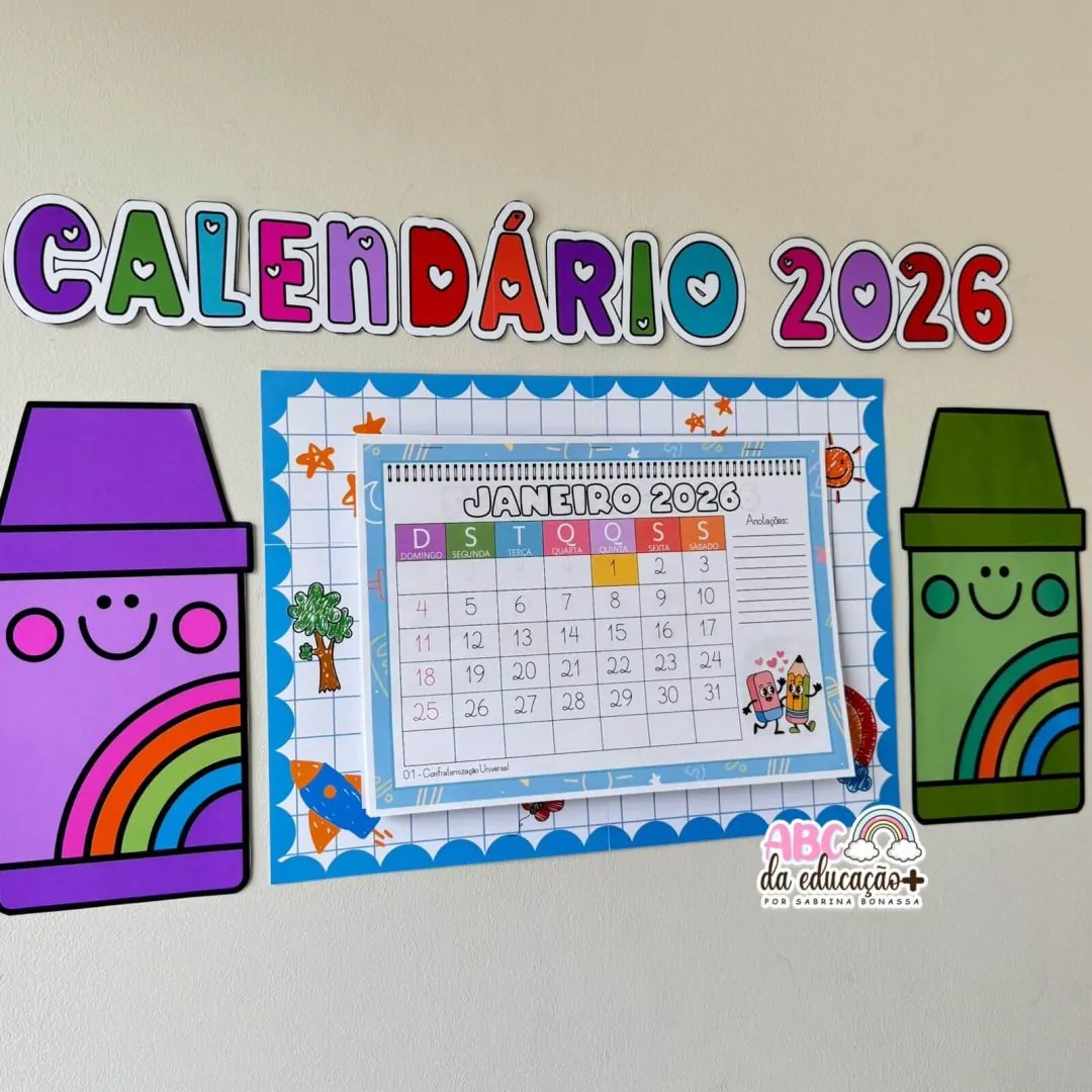 Calendário Escolar 2026 – Tema Escola