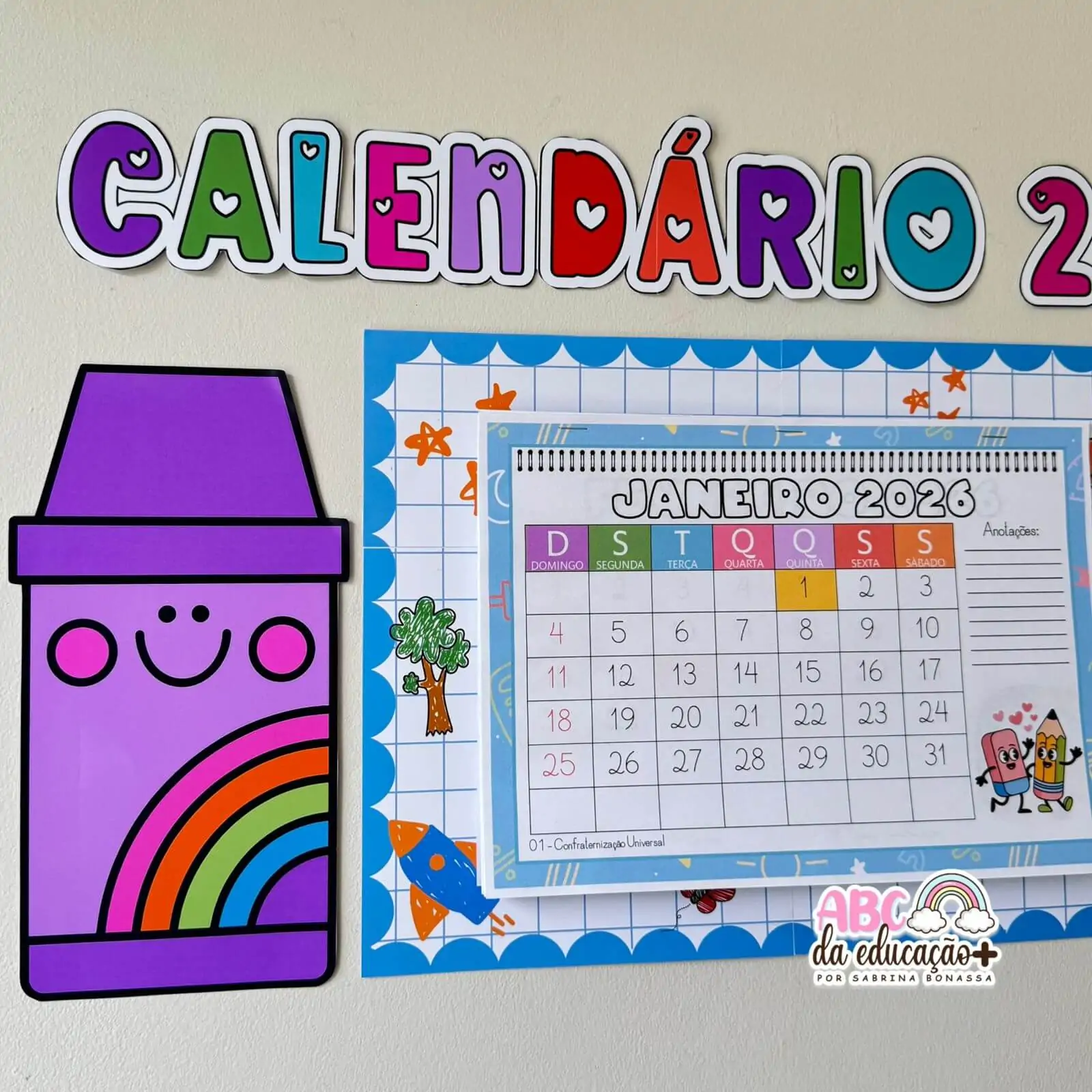 Calendário Escolar 2026 – Tema Escola - Imagem 3