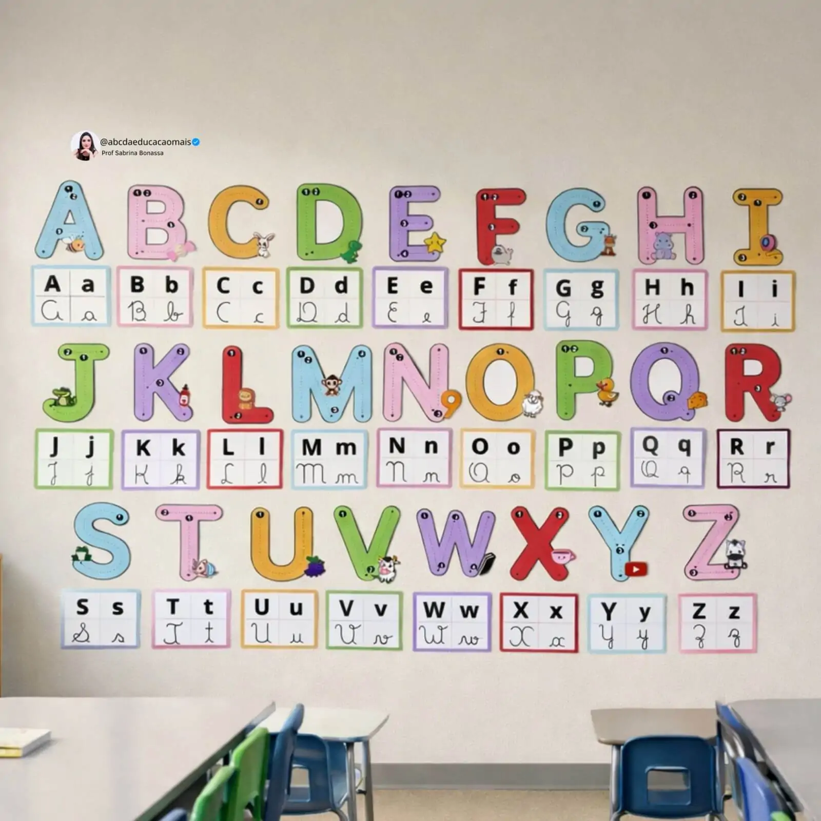 Alfabeto Tracejado de Parede Ilustrado - Imagem 3
