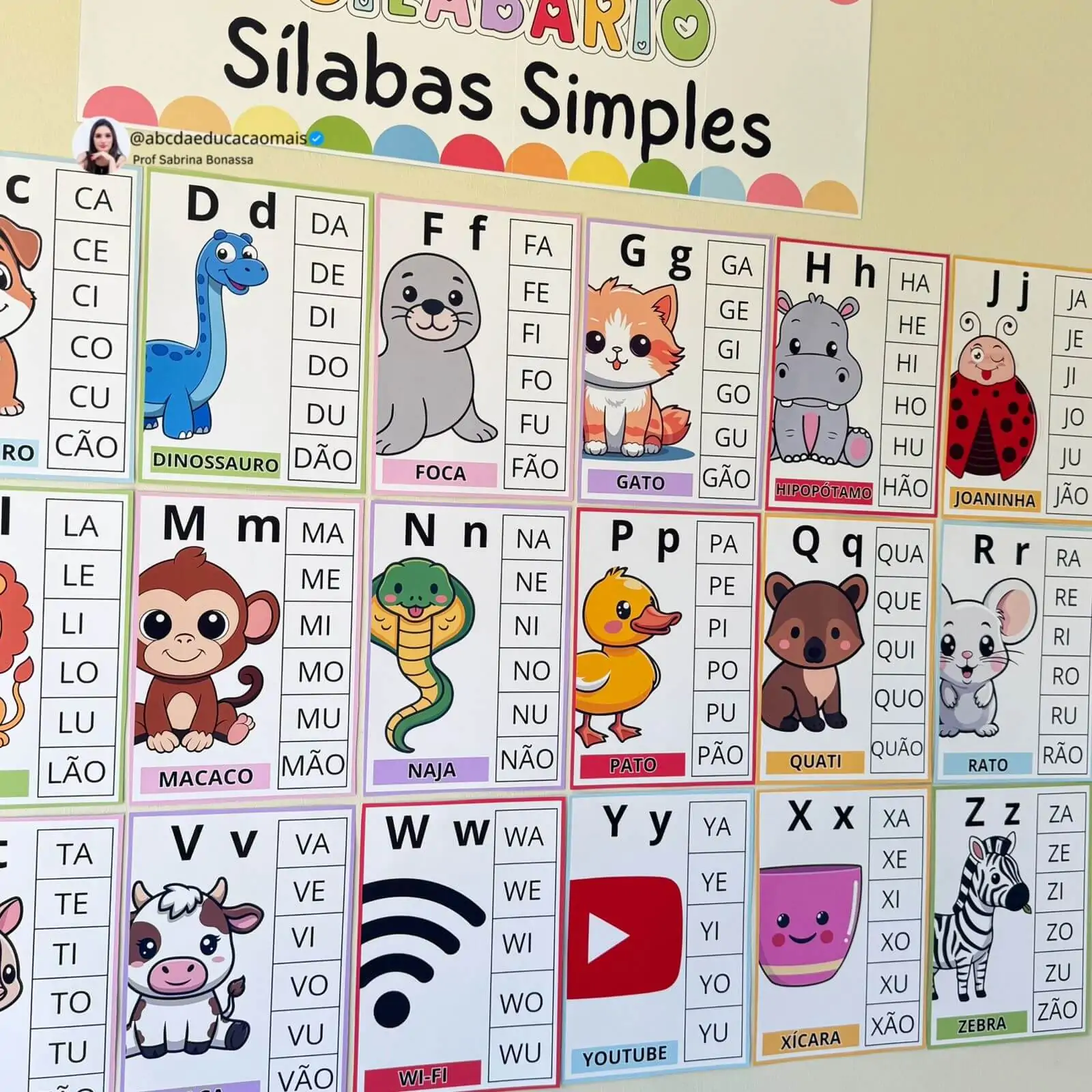 Silabário de Parede Ilustrado para Alfabetização – 2 Modelos Inclusos - Imagem 7