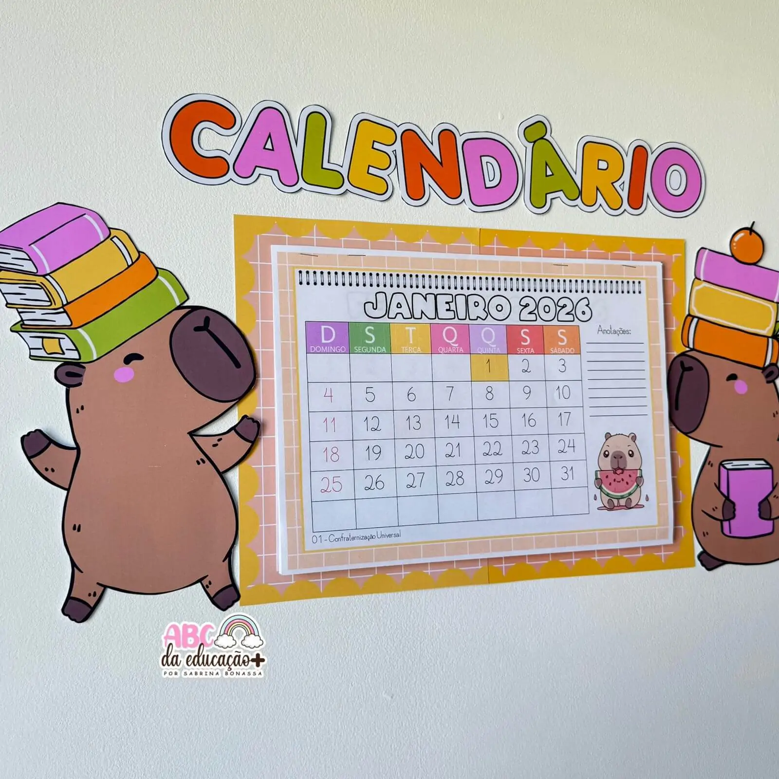 Calendário Escolar 2026 – Tema Capivara - Imagem 4