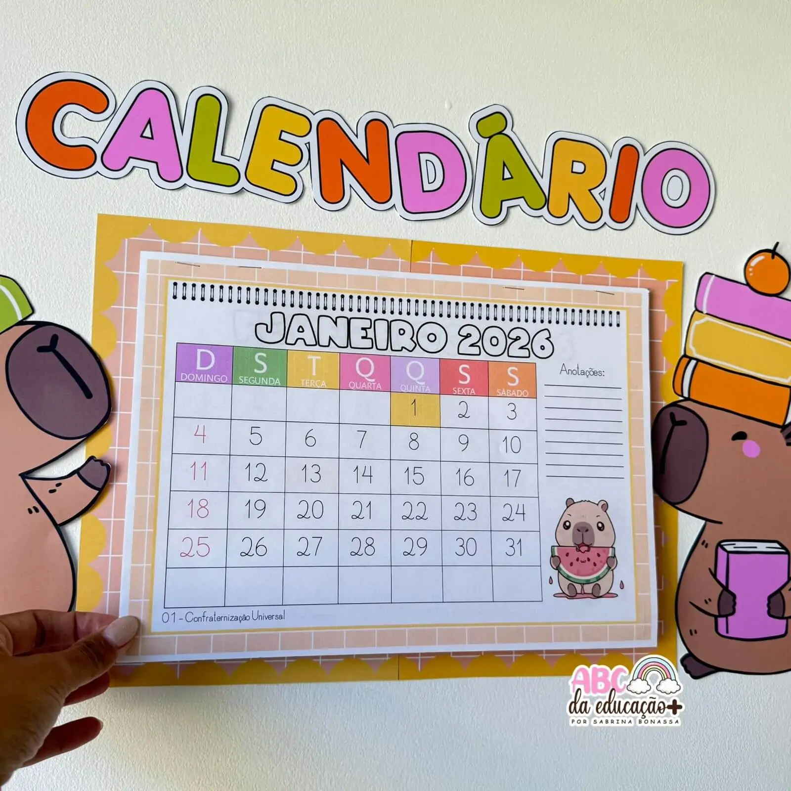 Calendário Escolar 2026 – Tema Capivara - Imagem 5