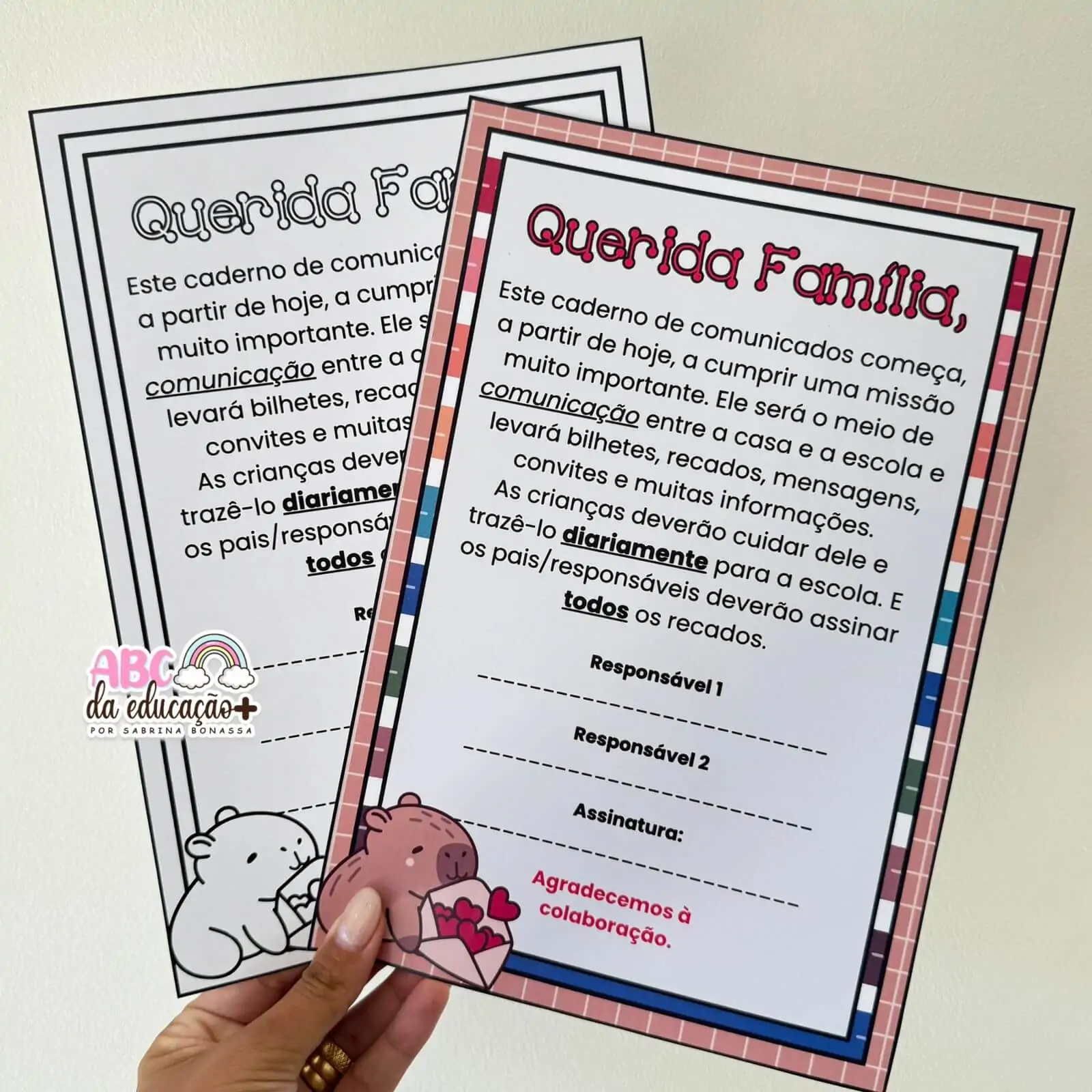 Capinhas de Caderno – Tema Capivara (Coloridas e para Colorir) - Imagem 4