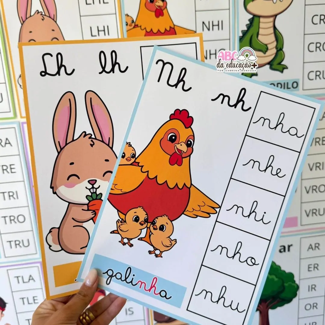 Silabário de Parede Ilustrado Sílabas Complexas– 3 Modelos Inclusos