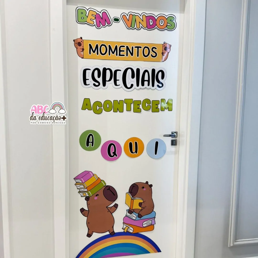 Painel de Porta Volta às Aulas – Tema Capivara