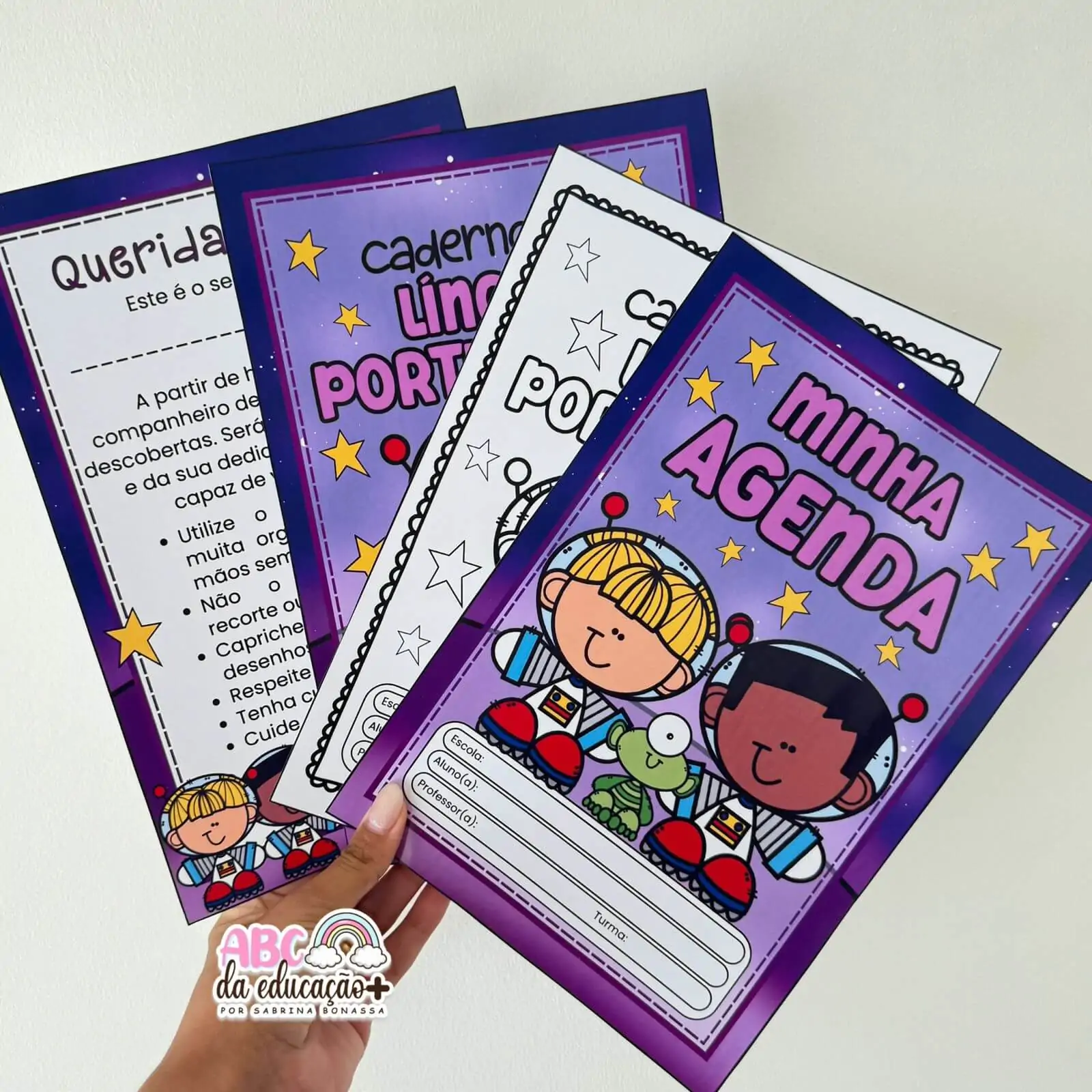 Capinhas de Caderno – Tema Astronauta (Coloridas e para Colorir) - Imagem 3