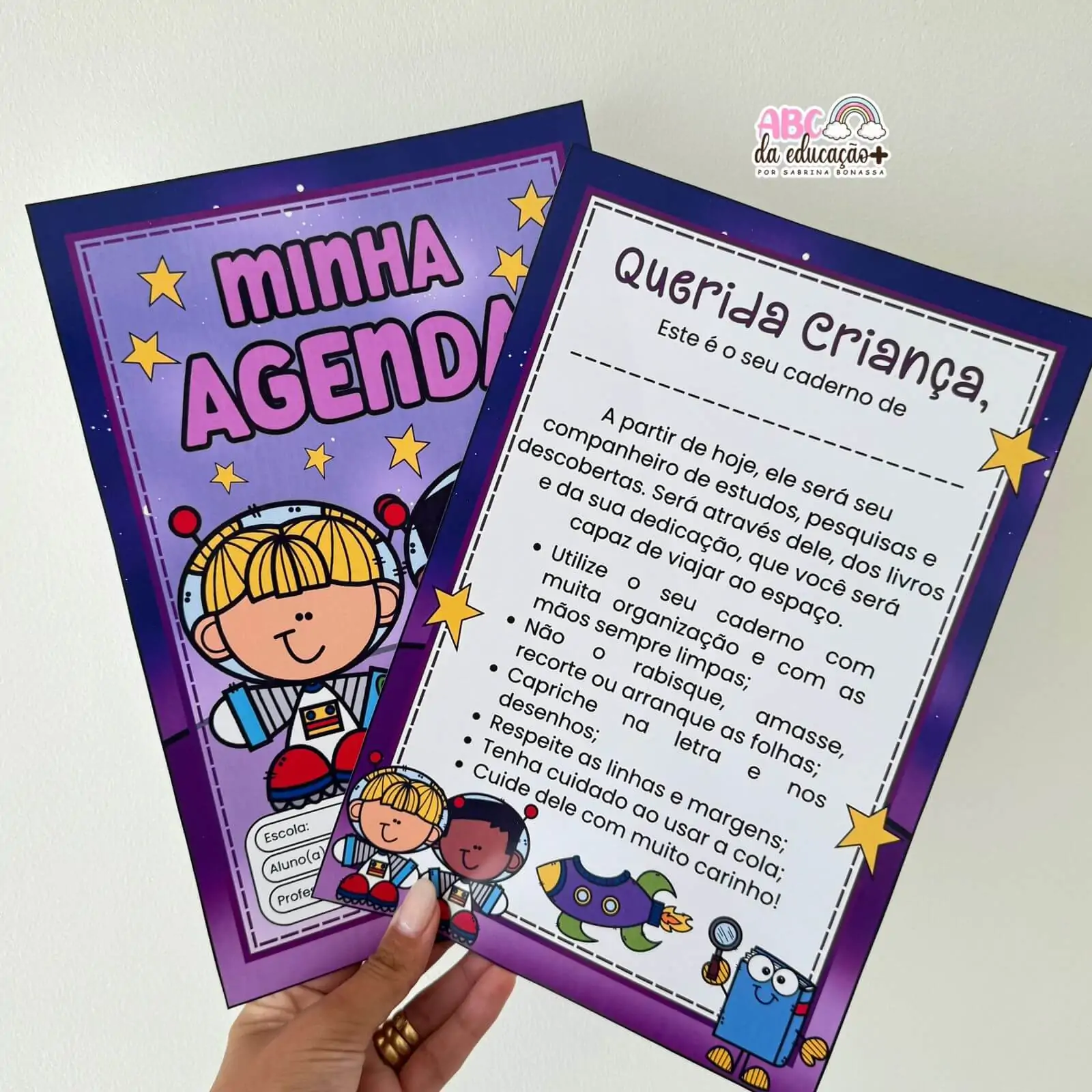 Capinhas de Caderno – Tema Astronauta (Coloridas e para Colorir) - Imagem 4