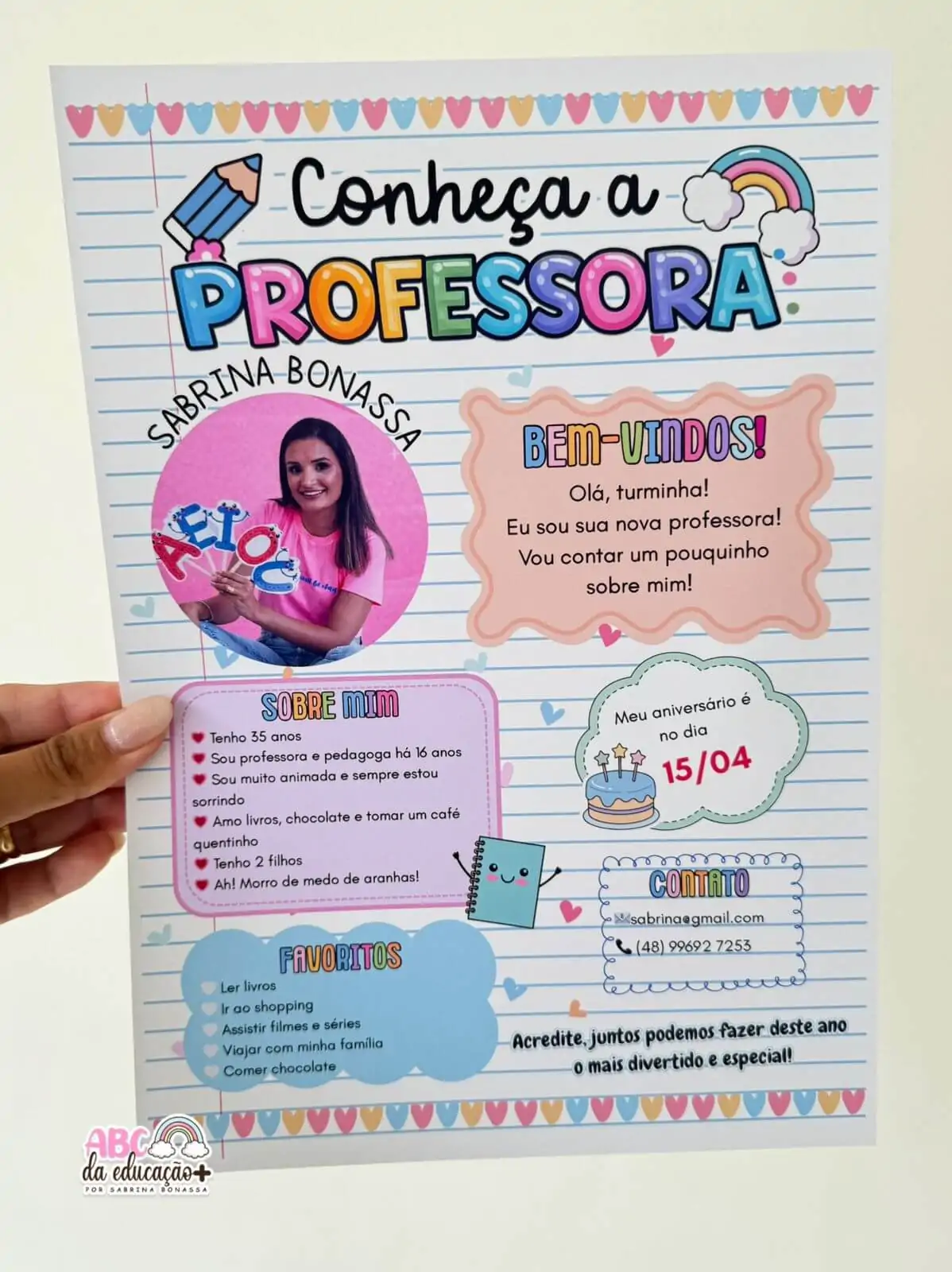 Lembrancinha de Volta às Aulas – Conheça a Professora (Editável) - Imagem 4