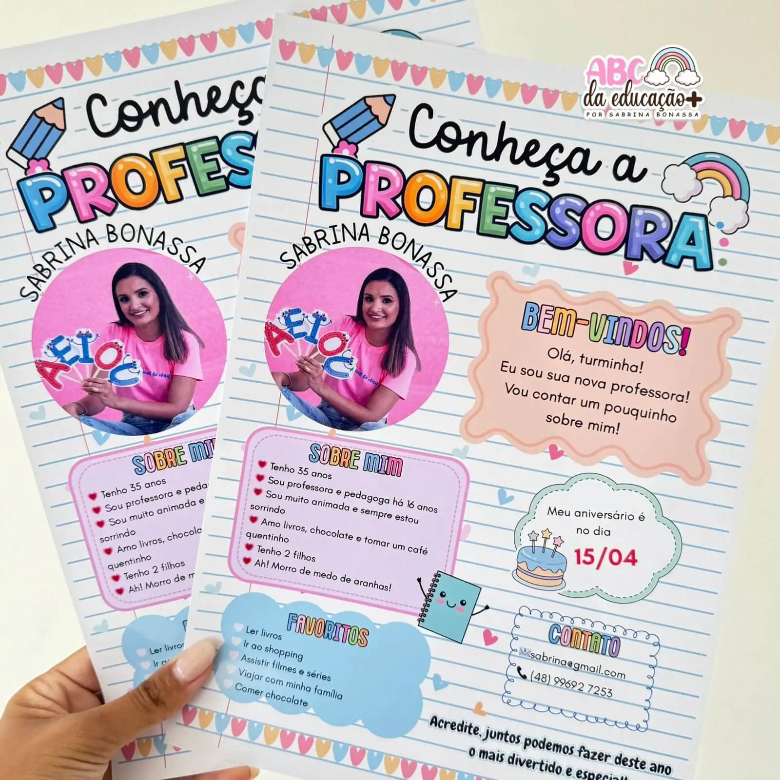 Lembrancinha de Volta às Aulas – Conheça a Professora (Editável) - Imagem 3