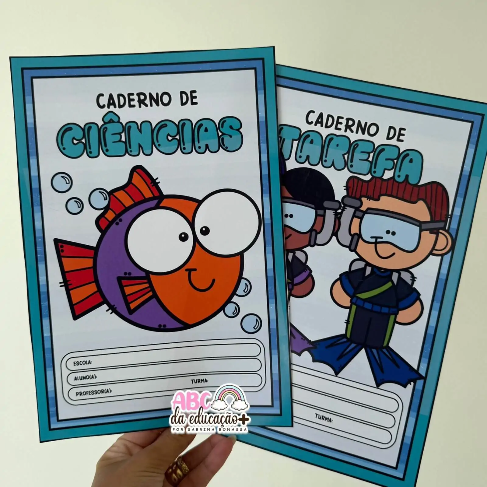 Capinhas de Caderno – Tema Fundo Mar (Coloridas e para Colorir)