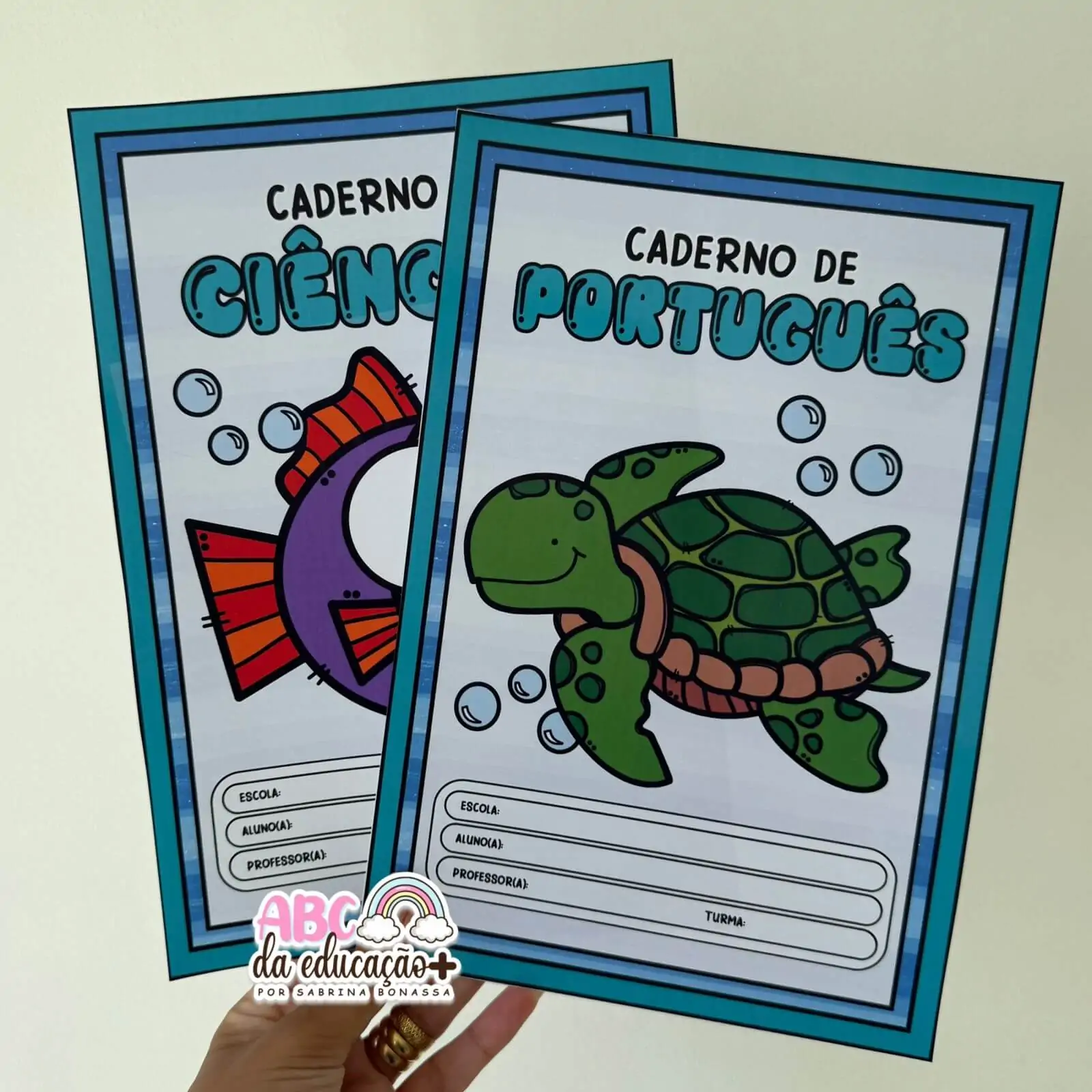 Capinhas de Caderno – Tema Fundo Mar (Coloridas e para Colorir) - Imagem 3