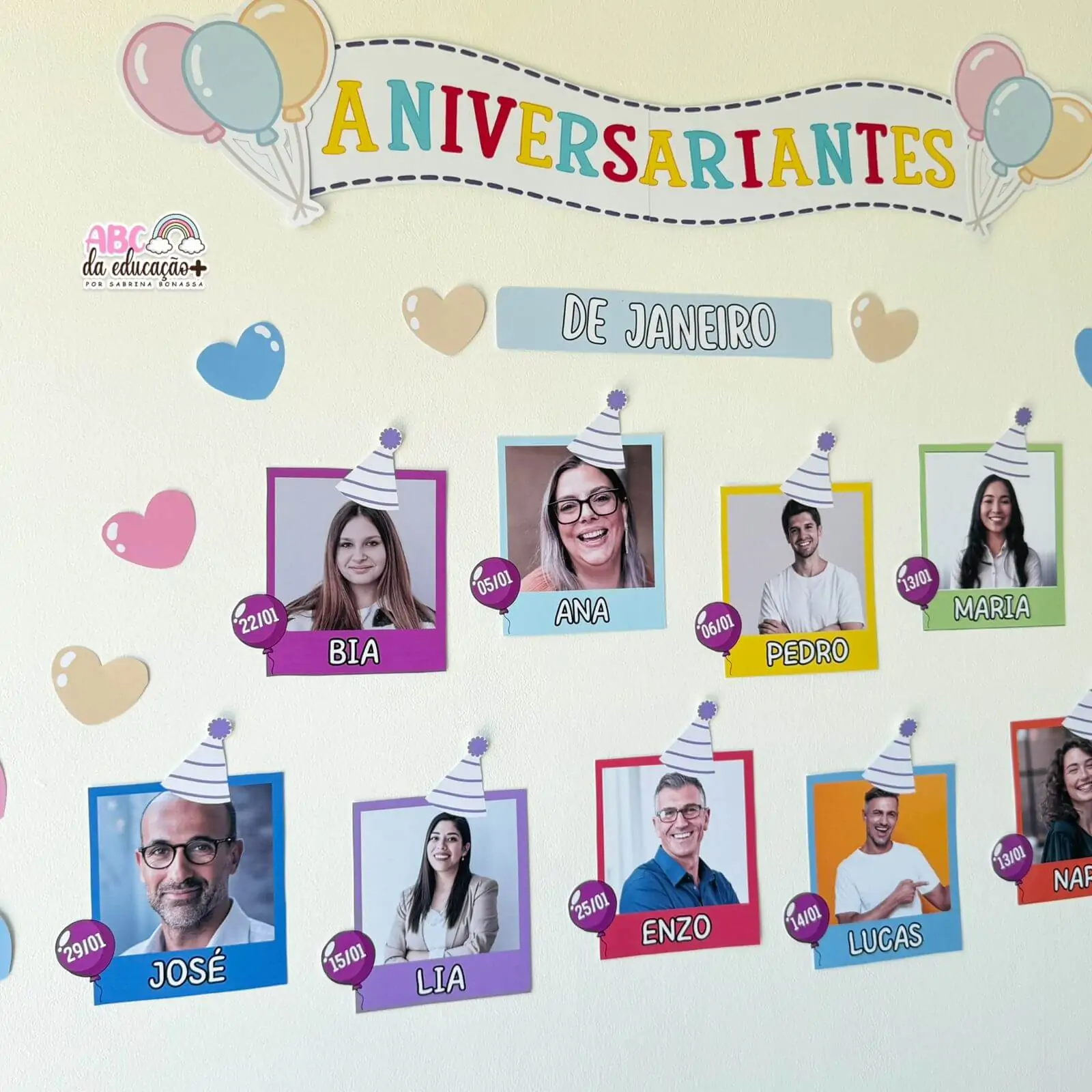 Painel de Aniversariantes Editável – Ideal para Escolas, Empresas e Escritórios - Imagem 6