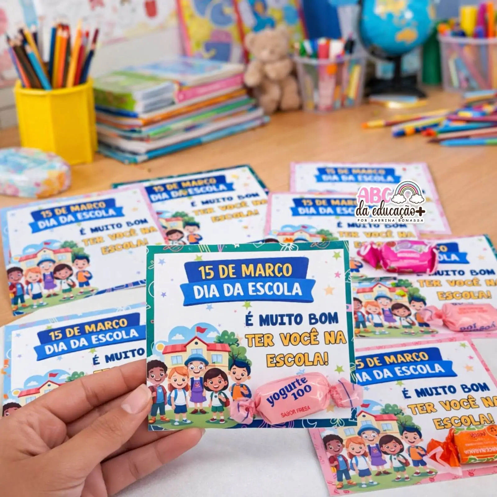 Cartões Dia da Escola Lembrancinha 15 de Março - Imagem 5