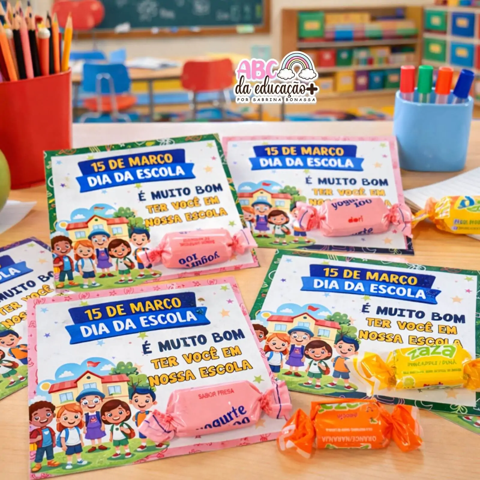 Cartões Dia da Escola Lembrancinha 15 de Março - Imagem 3