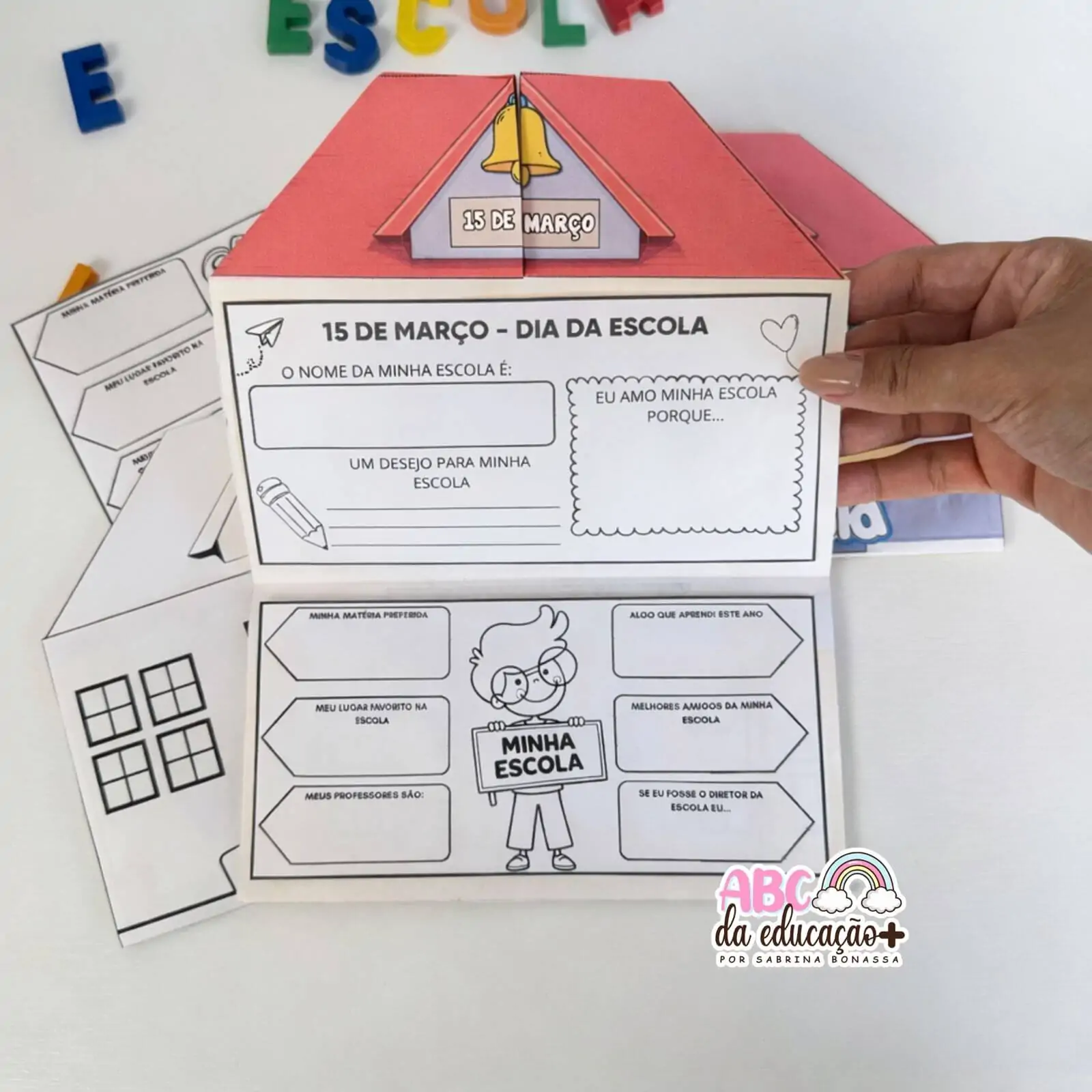 Atividade Criativa Dia da Escola – Cartão Escola Dobrável R$ 8,00 - Imagem 6