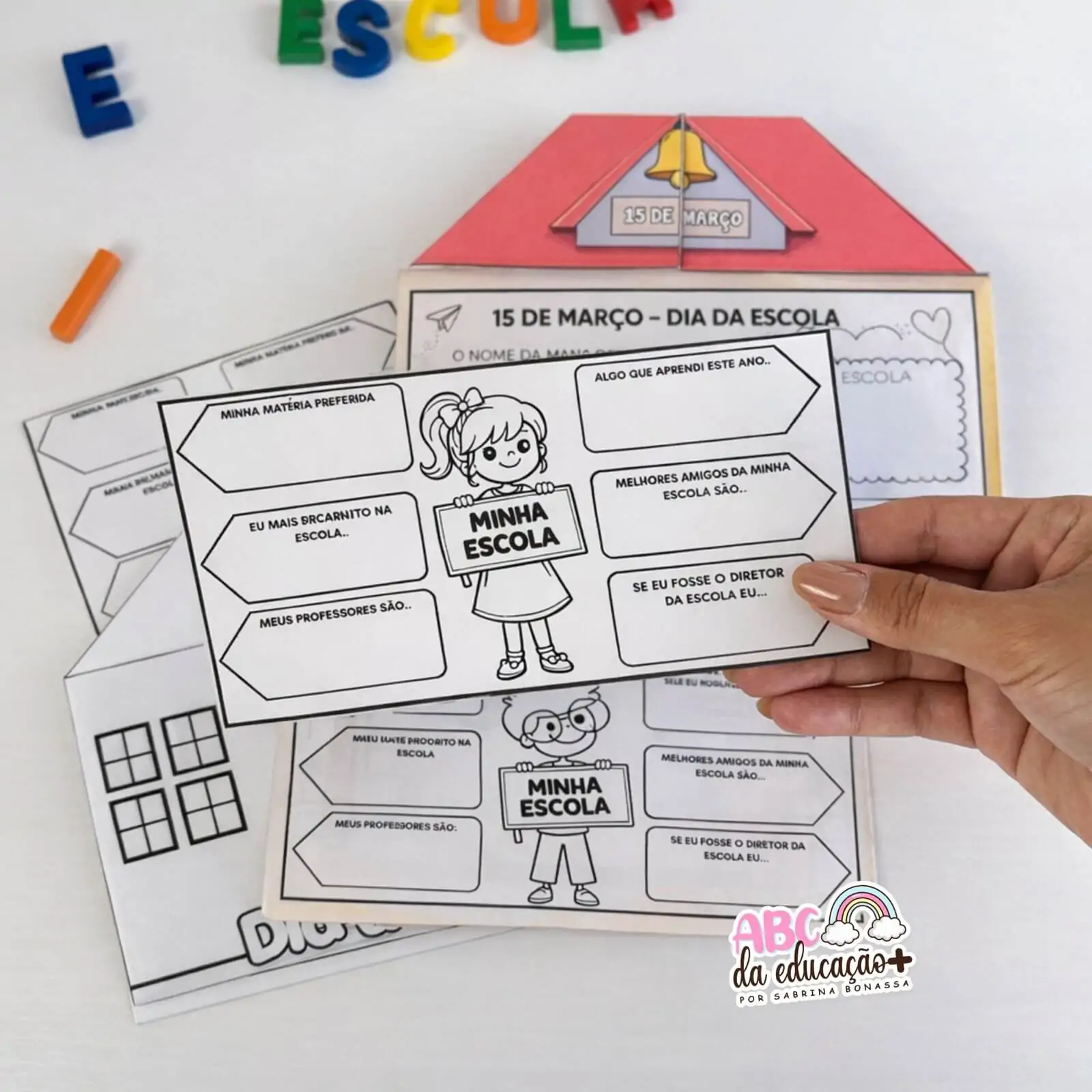 Atividade Criativa Dia da Escola – Cartão Escola Dobrável R$ 8,00 - Imagem 5