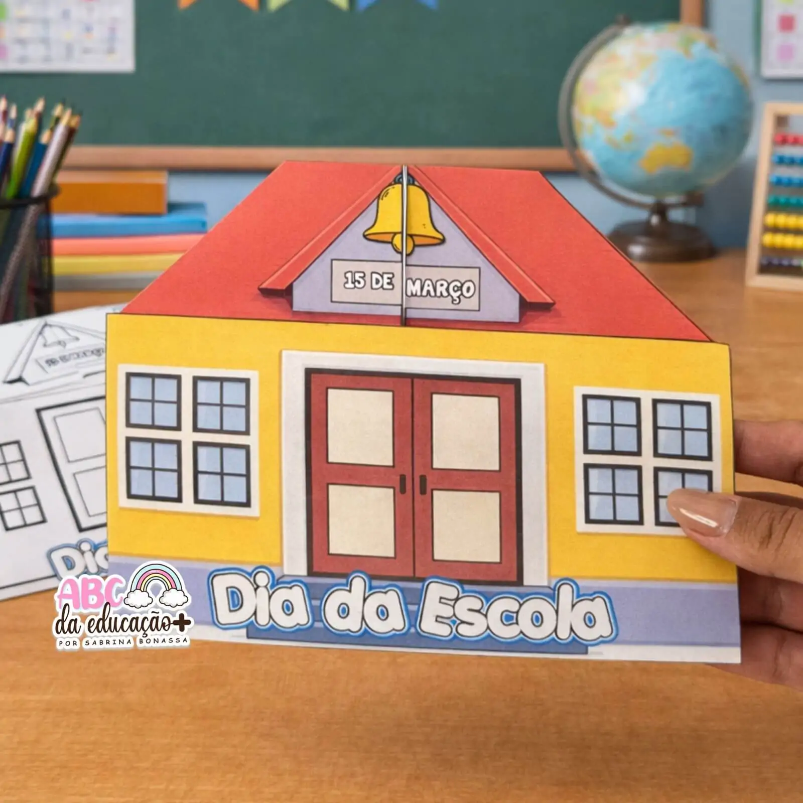 Atividade Criativa Dia da Escola – Cartão Escola Dobrável R$ 8,00 - Imagem 8