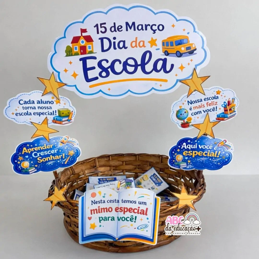 Cesta Dia da Escola – Decoração e Cartão