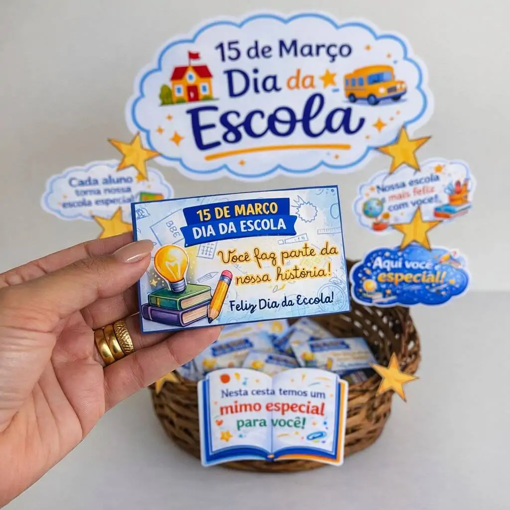 Cesta Dia da Escola – Decoração e Cartão - Imagem 7