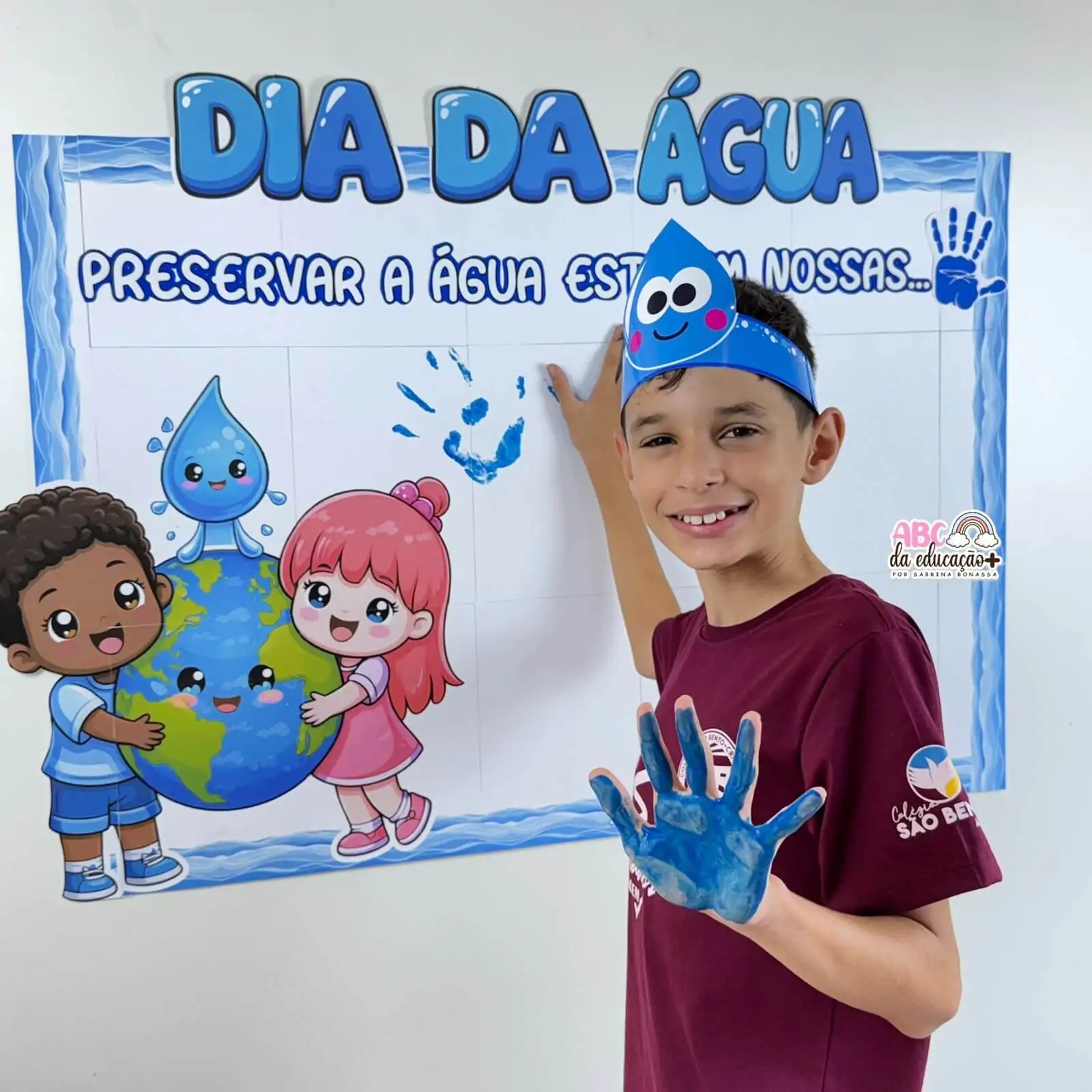 Painel Interativo Dia da Água - Carimbo de Mãos - Imagem 3