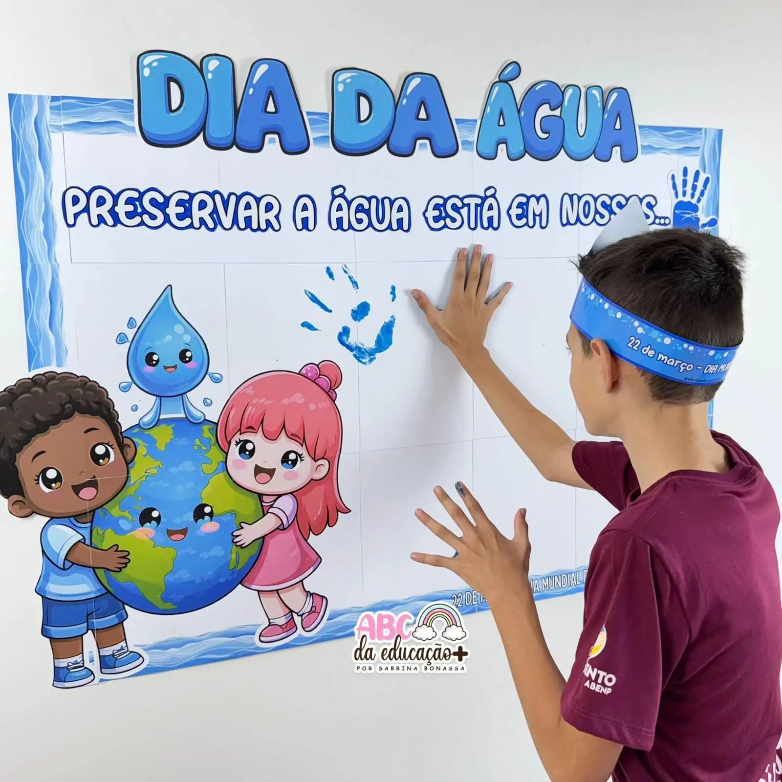 Painel Interativo Dia da Água - Carimbo de Mãos - Imagem 4