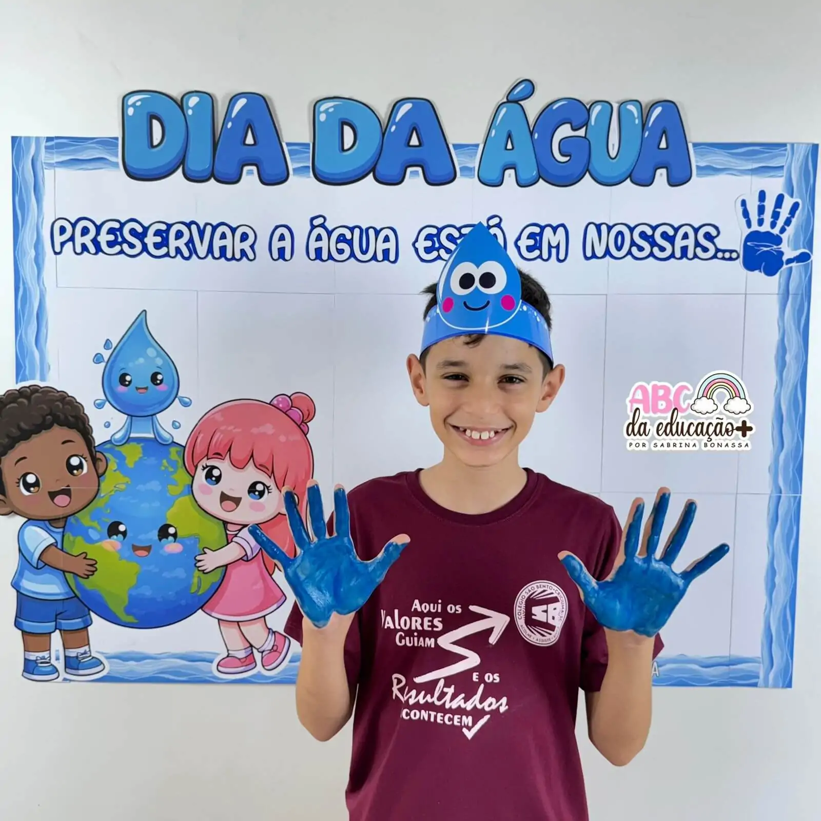 Painel Interativo Dia da Água - Carimbo de Mãos - Imagem 5