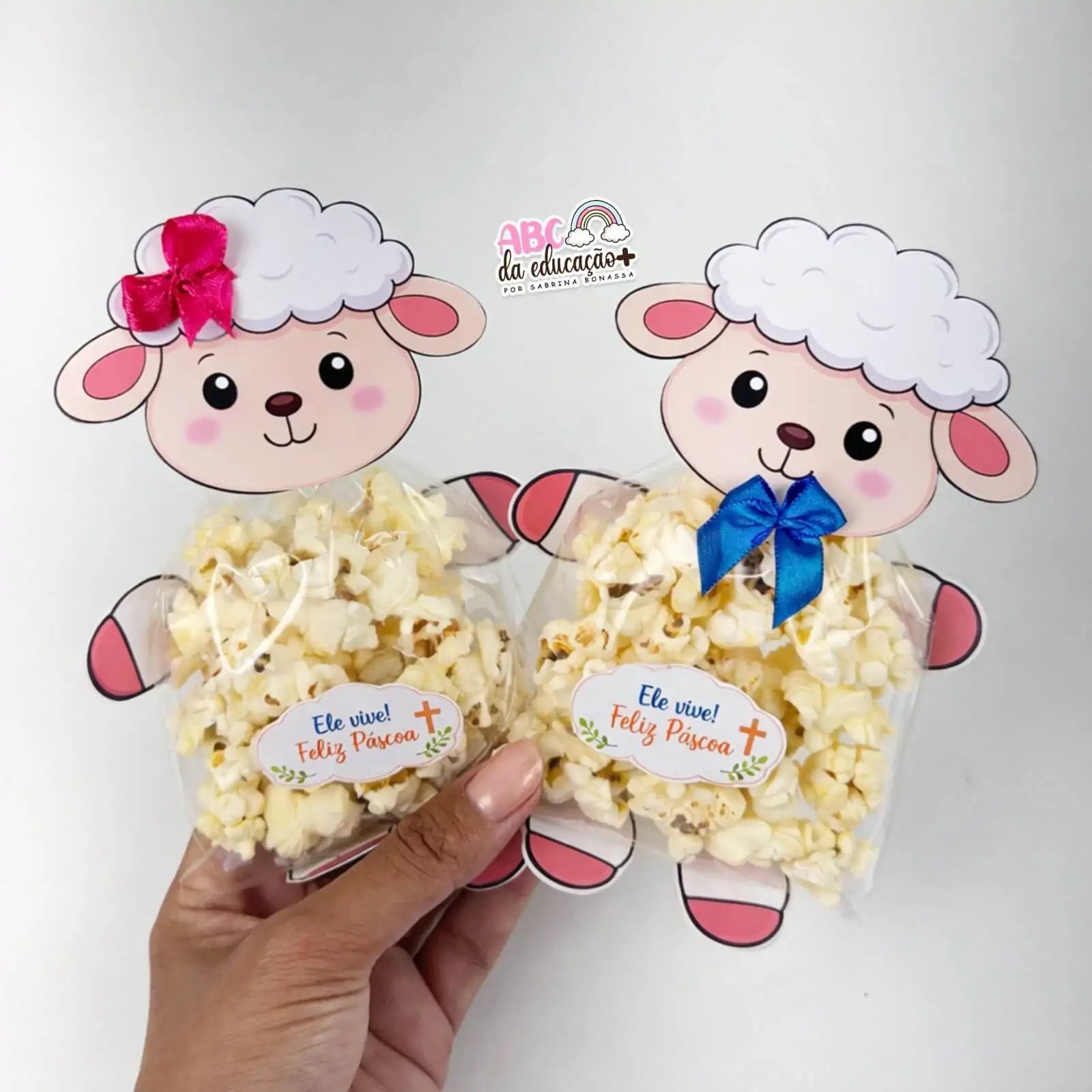 Lembrancinha de Páscoa Cristã – Cordeirinho com Pipoca - Imagem 4