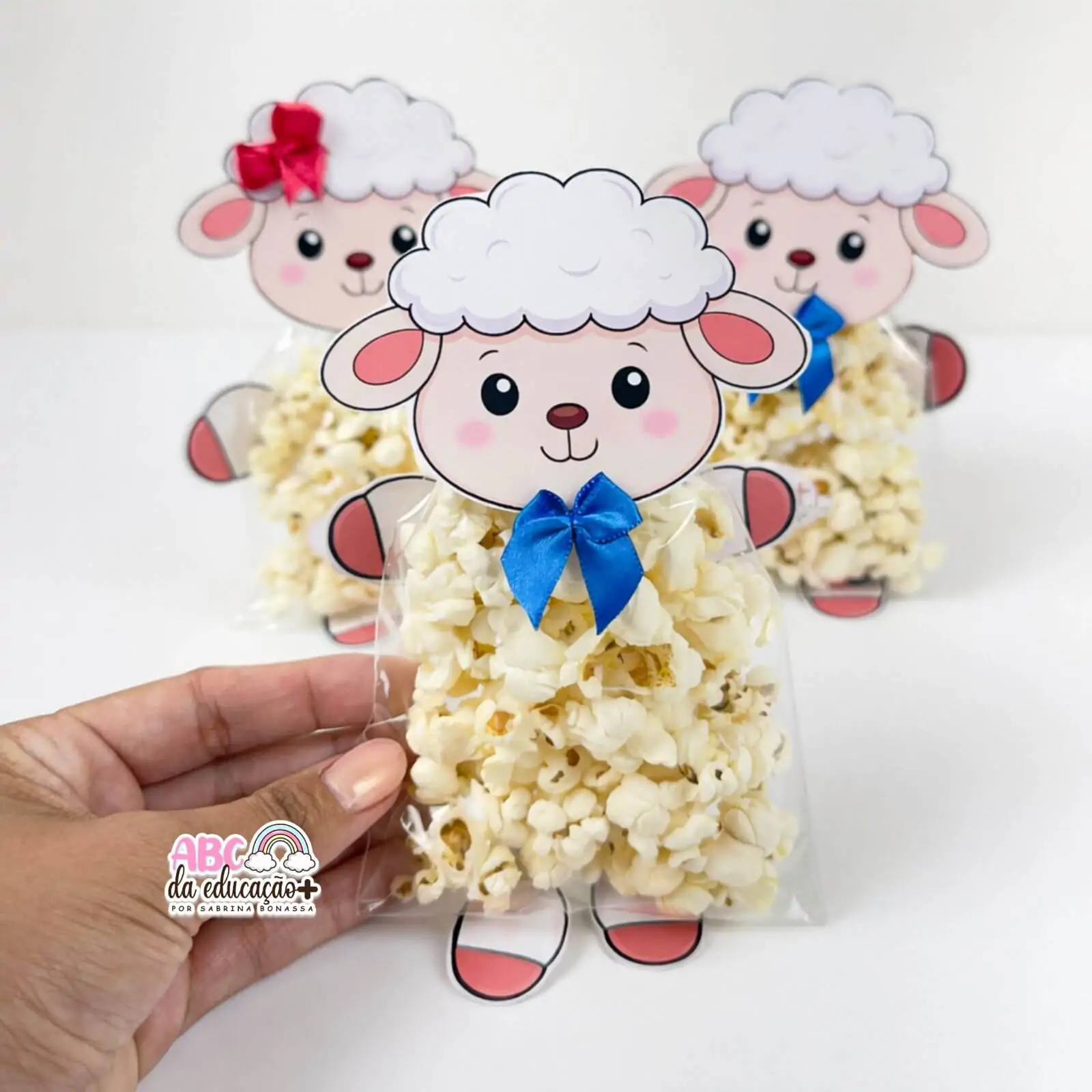 Lembrancinha de Páscoa Cristã – Cordeirinho com Pipoca - Imagem 3
