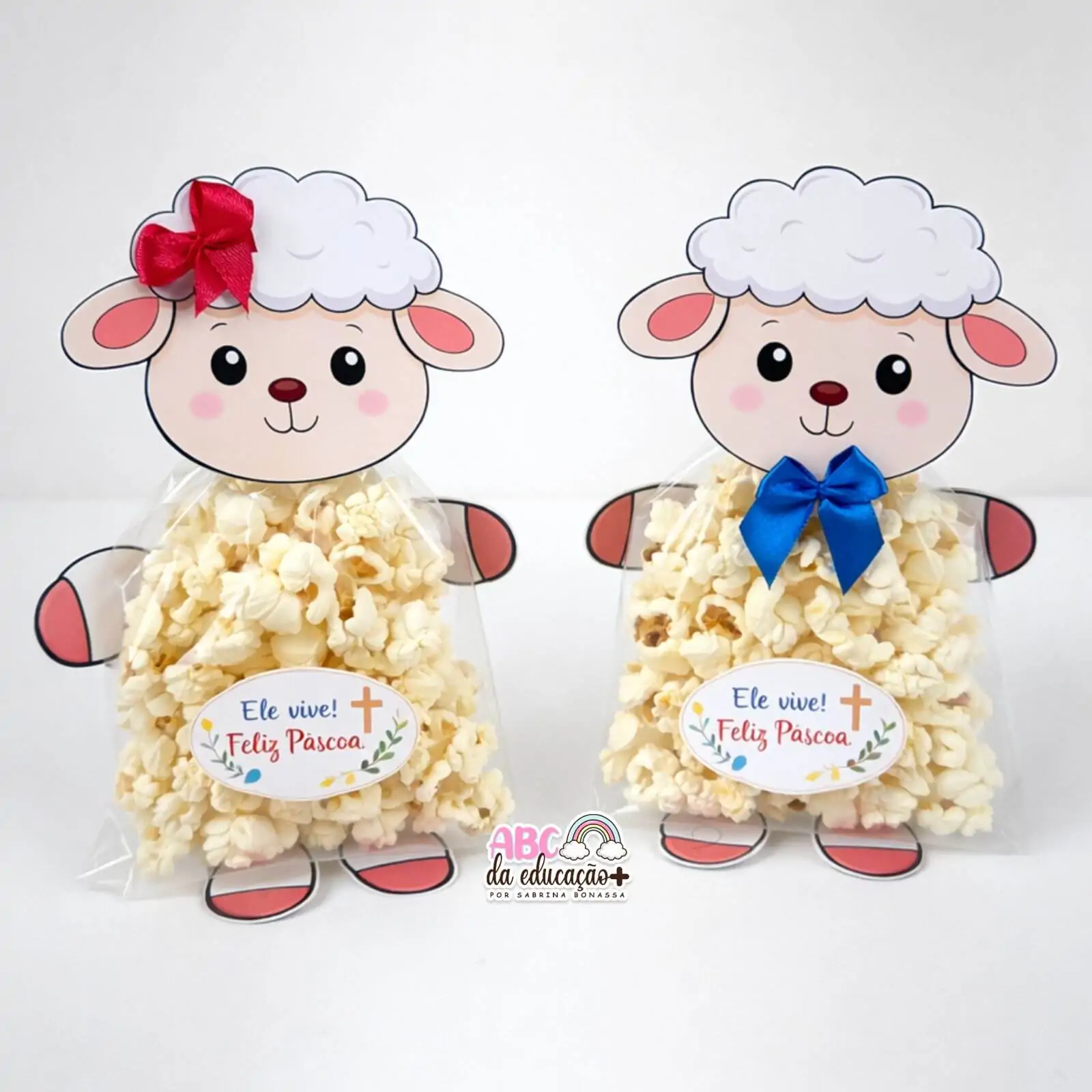 Lembrancinha de Páscoa Cristã – Cordeirinho com Pipoca - Imagem 2