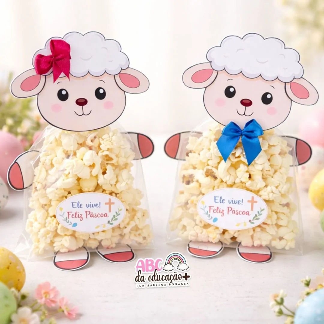Lembrancinha de Páscoa Cristã – Cordeirinho com Pipoca