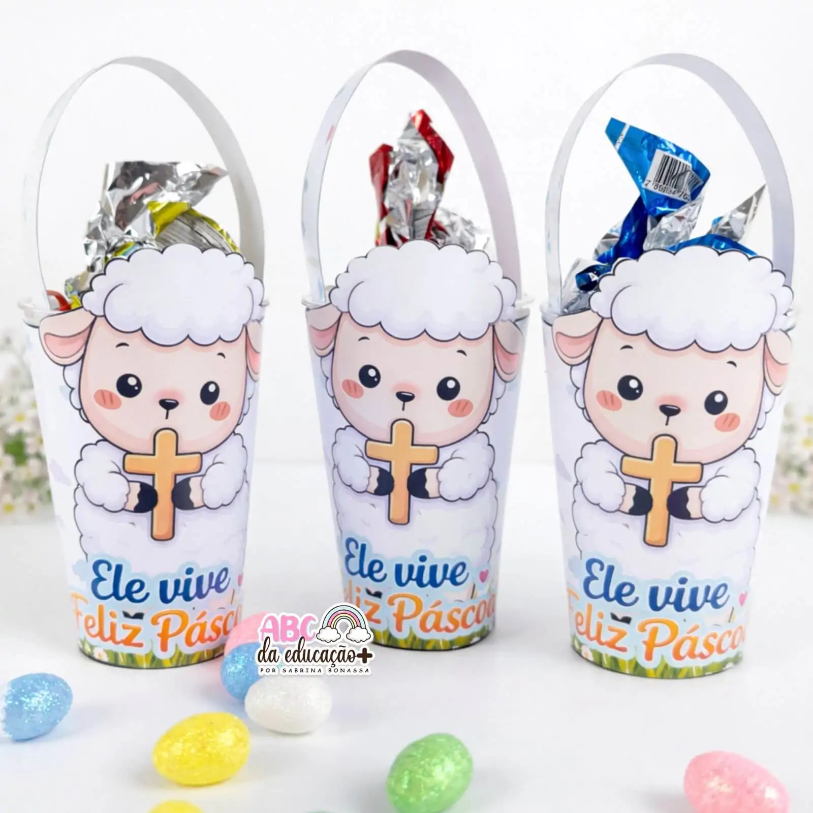Lembrancinha Copo de Páscoa Cordeirinho - Imagem 6