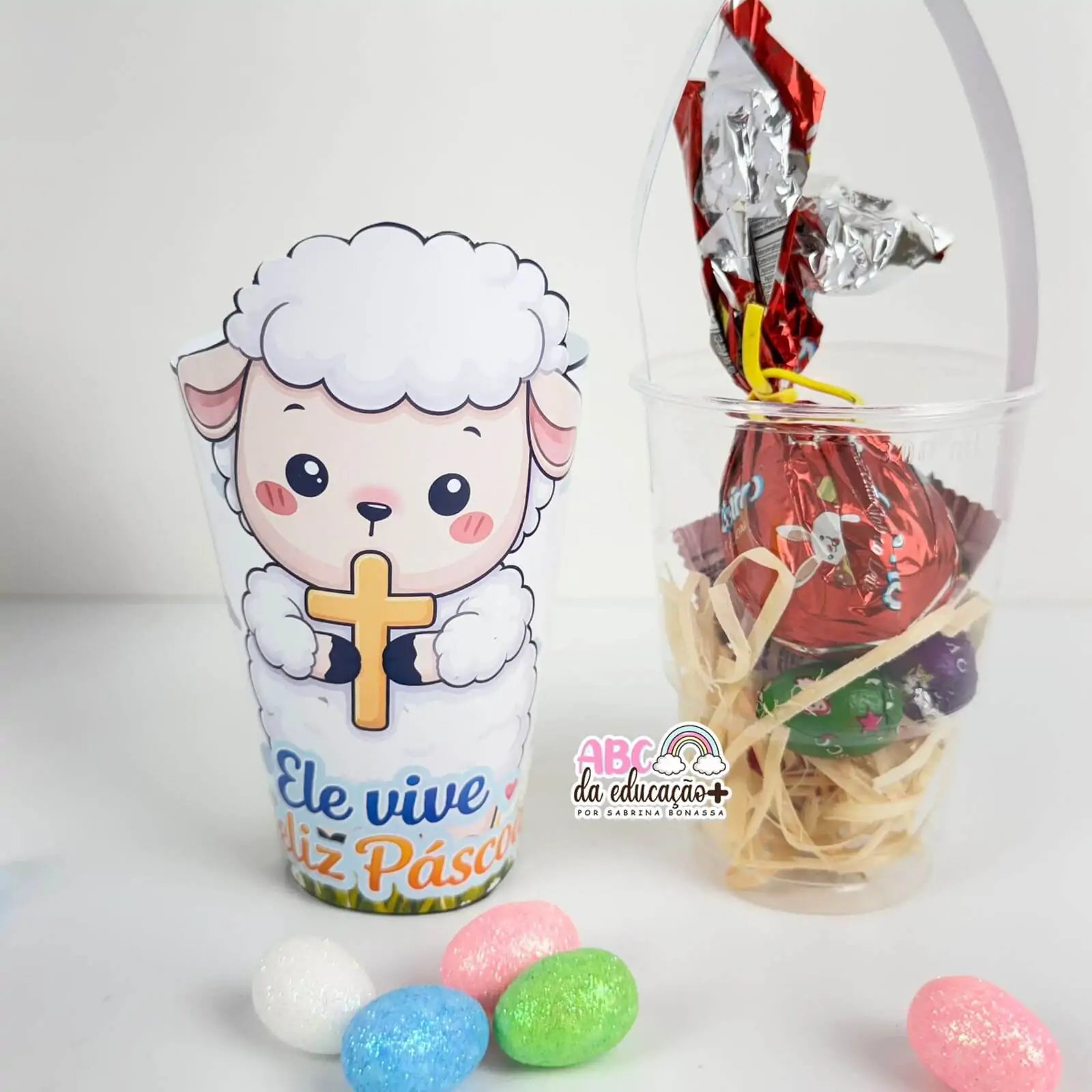Lembrancinha Copo de Páscoa Cordeirinho - Imagem 5