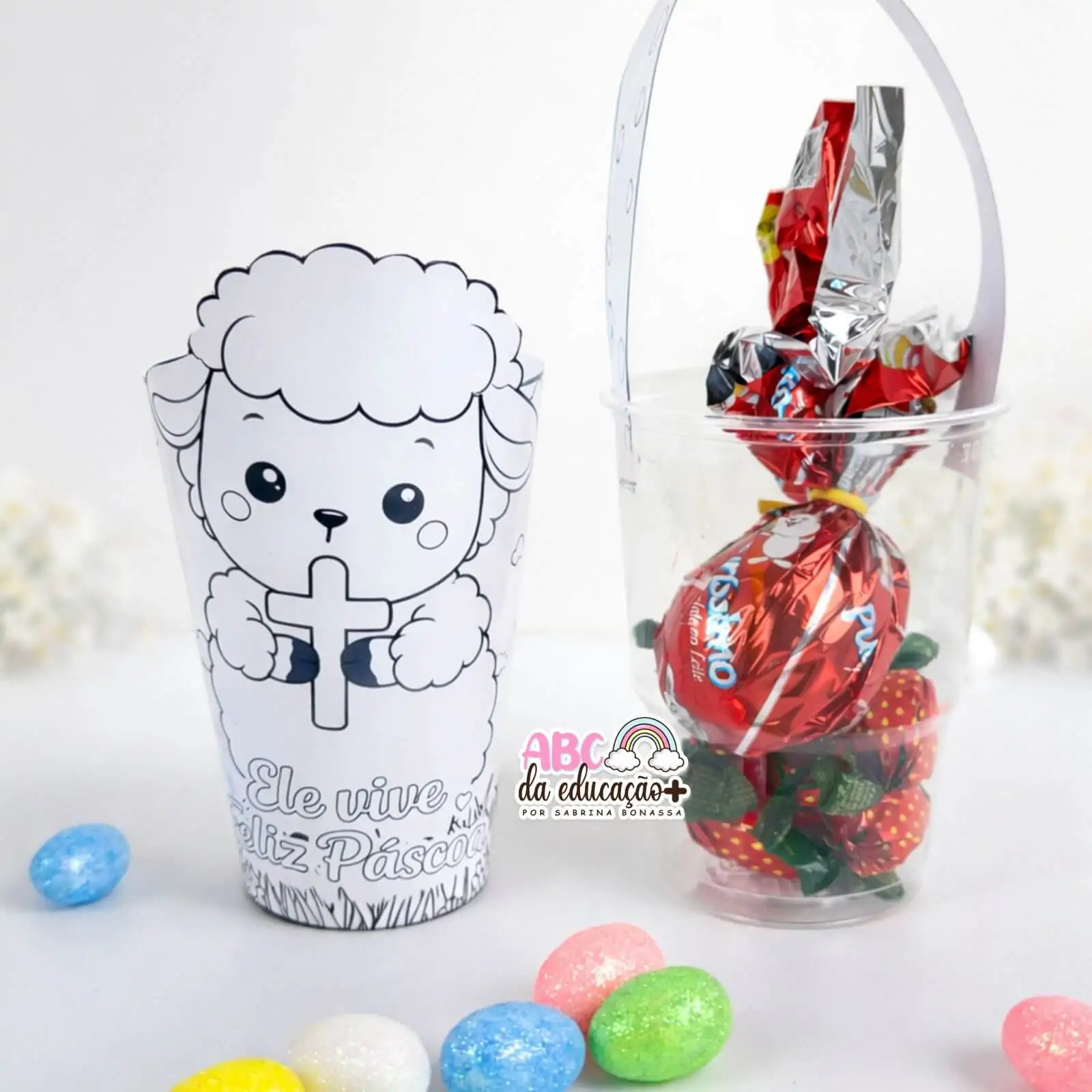 Lembrancinha Copo de Páscoa Cordeirinho - Imagem 4