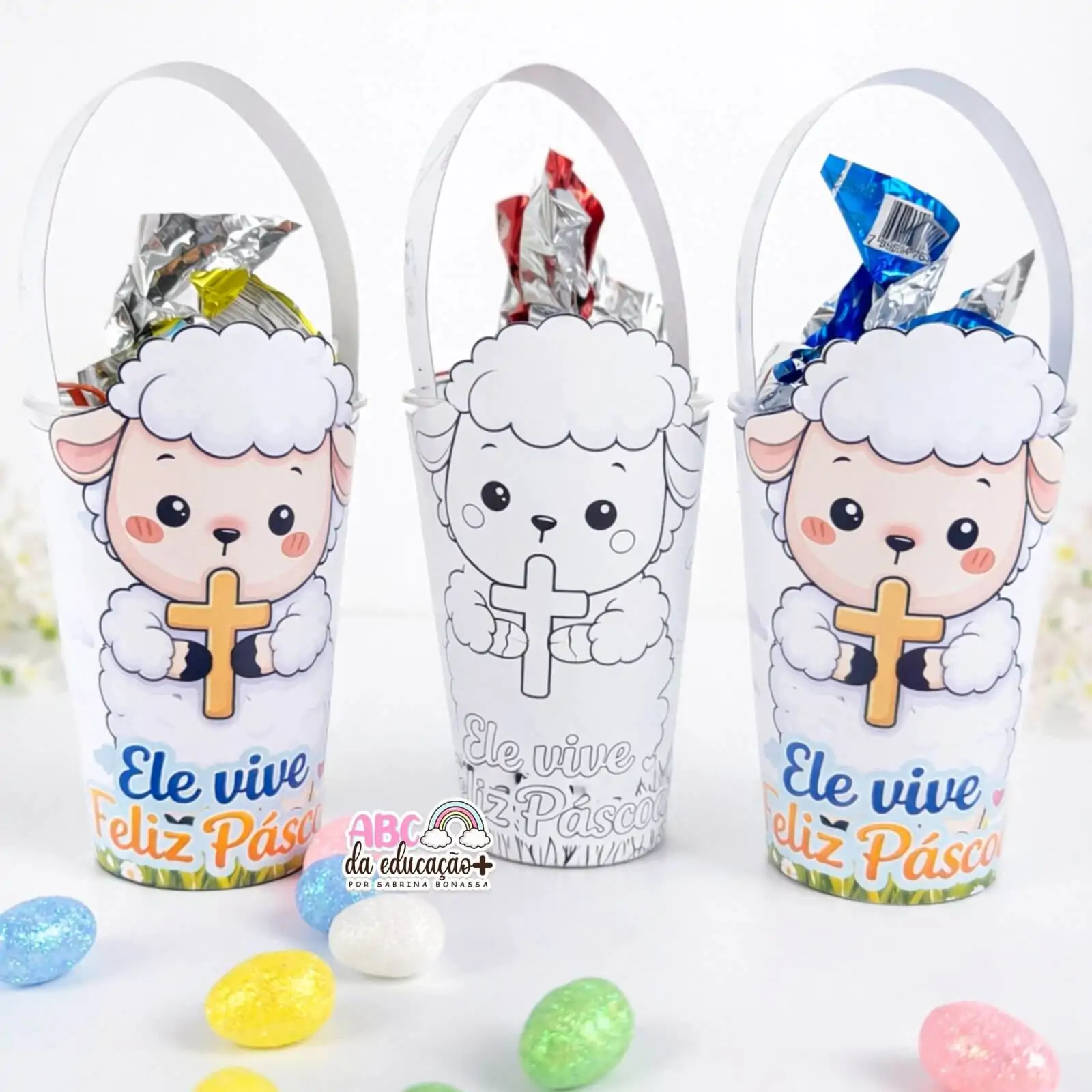 Lembrancinha Copo de Páscoa Cordeirinho
