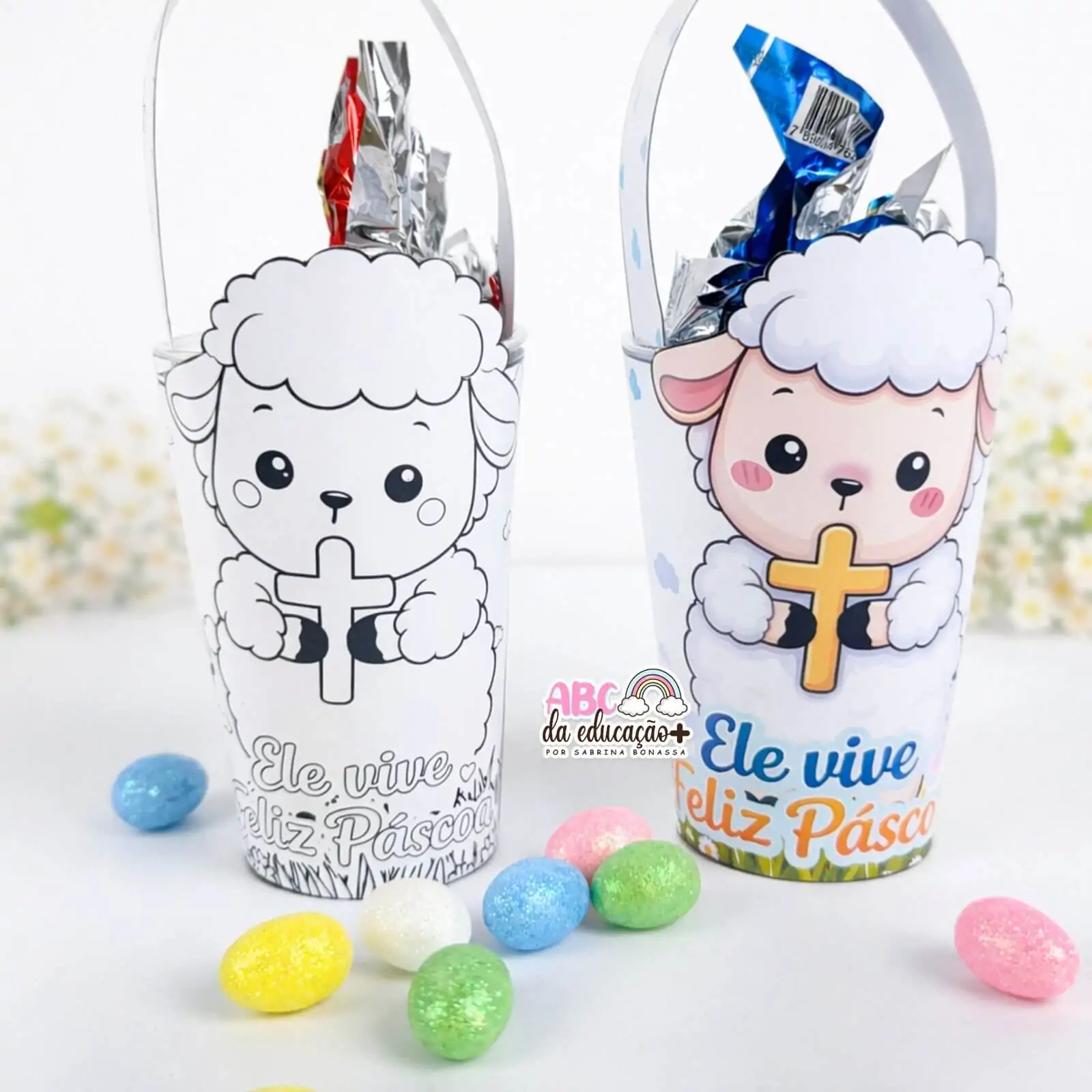 Lembrancinha Copo de Páscoa Cordeirinho - Imagem 2
