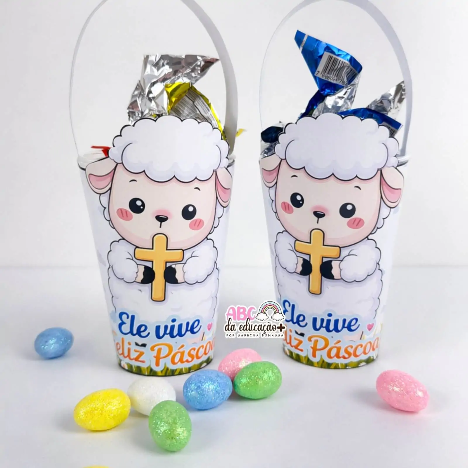 Lembrancinha Copo de Páscoa Cordeirinho - Imagem 7